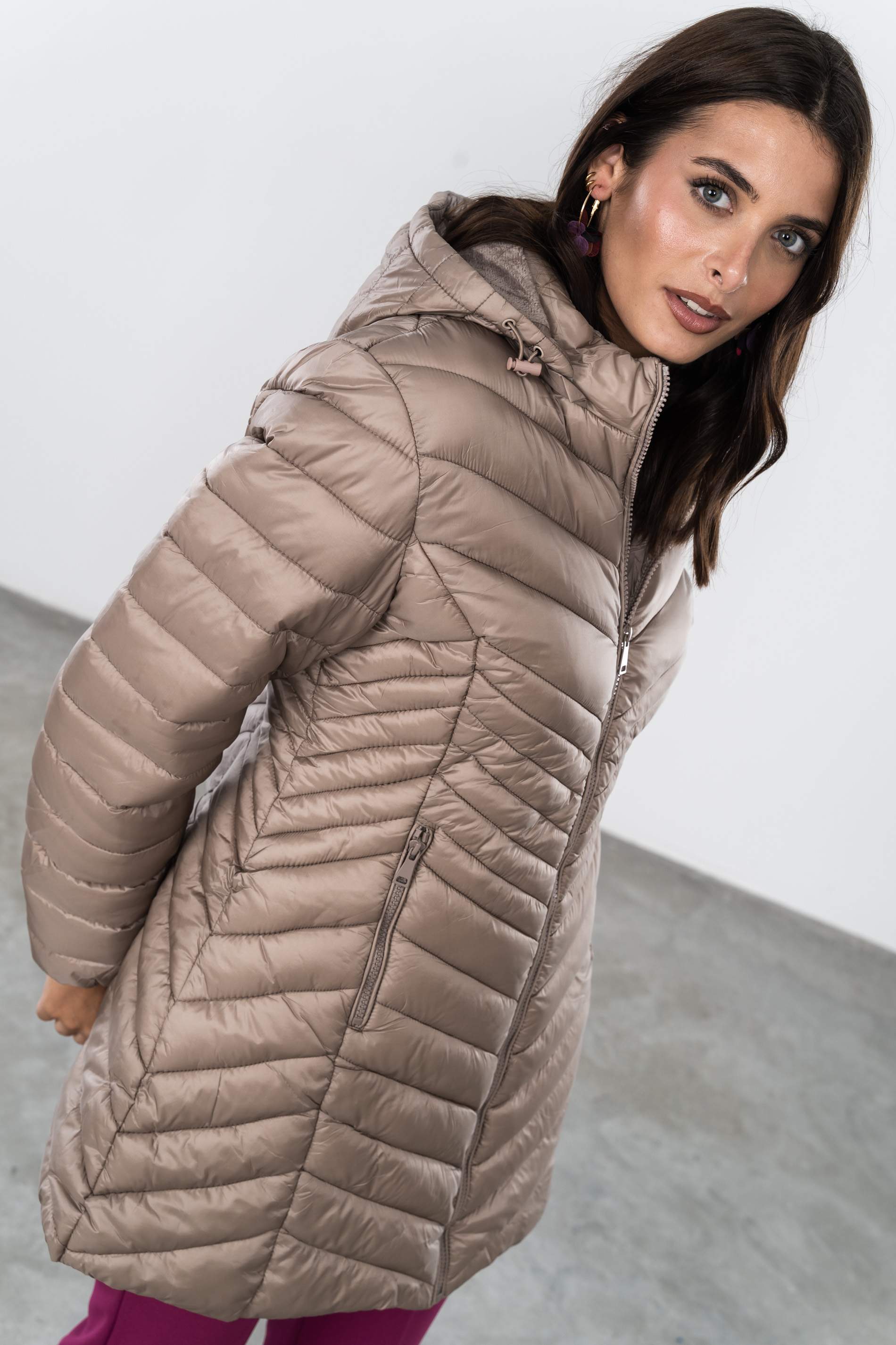 PARKA PESPUNTES DIAGONAL TAUPE