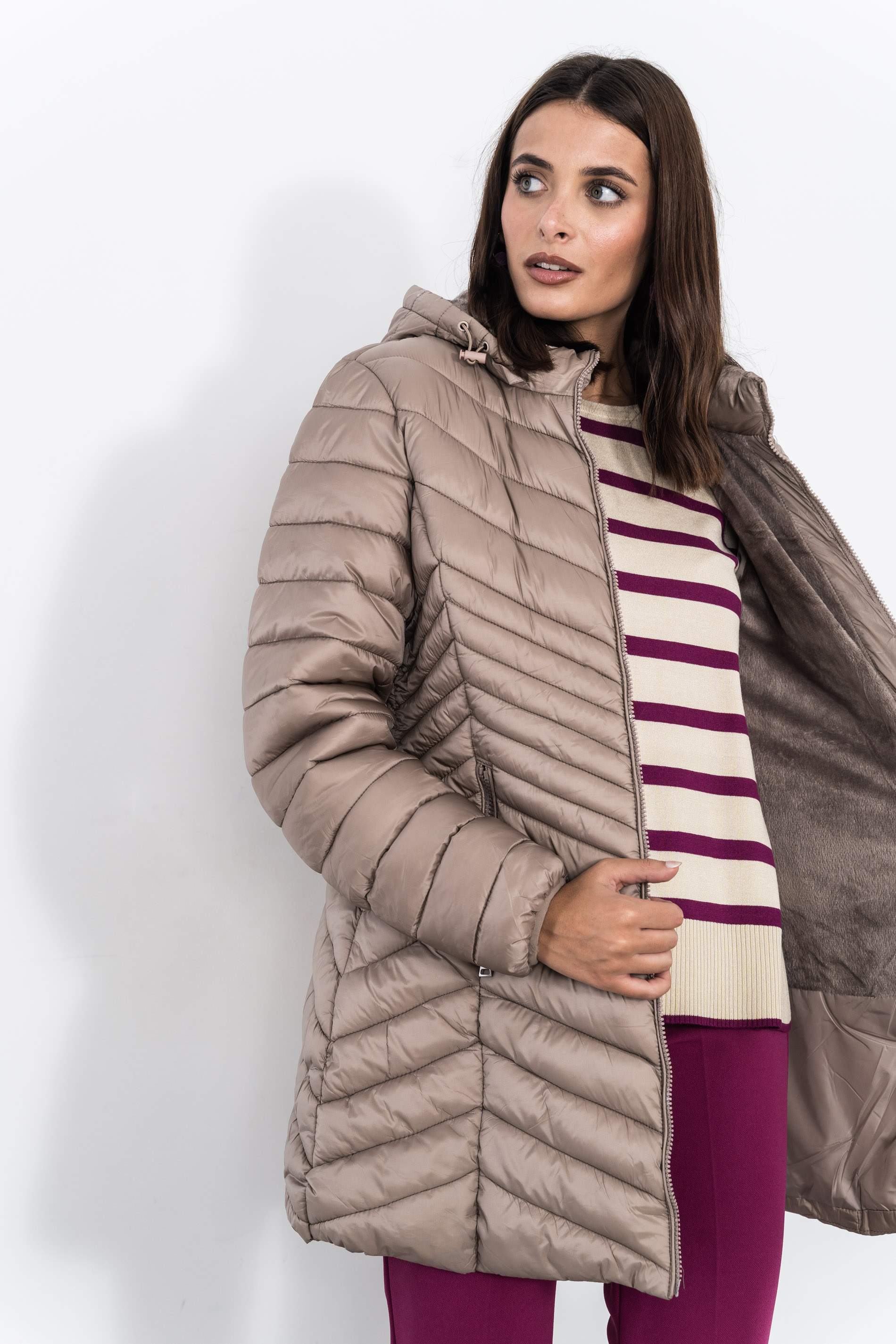 PARKA PESPUNTES DIAGONAL TAUPE