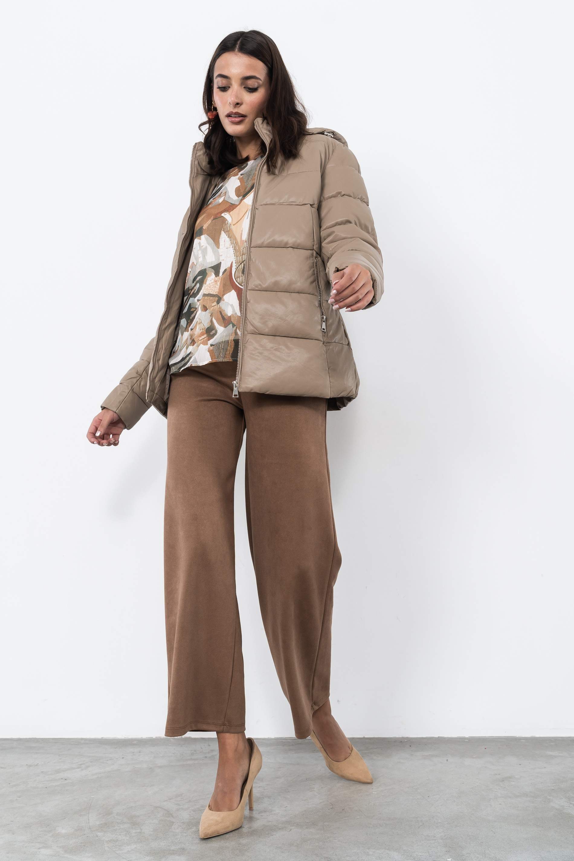 PARKA ACOLCHADA EFECTO PIEL TOSTADO