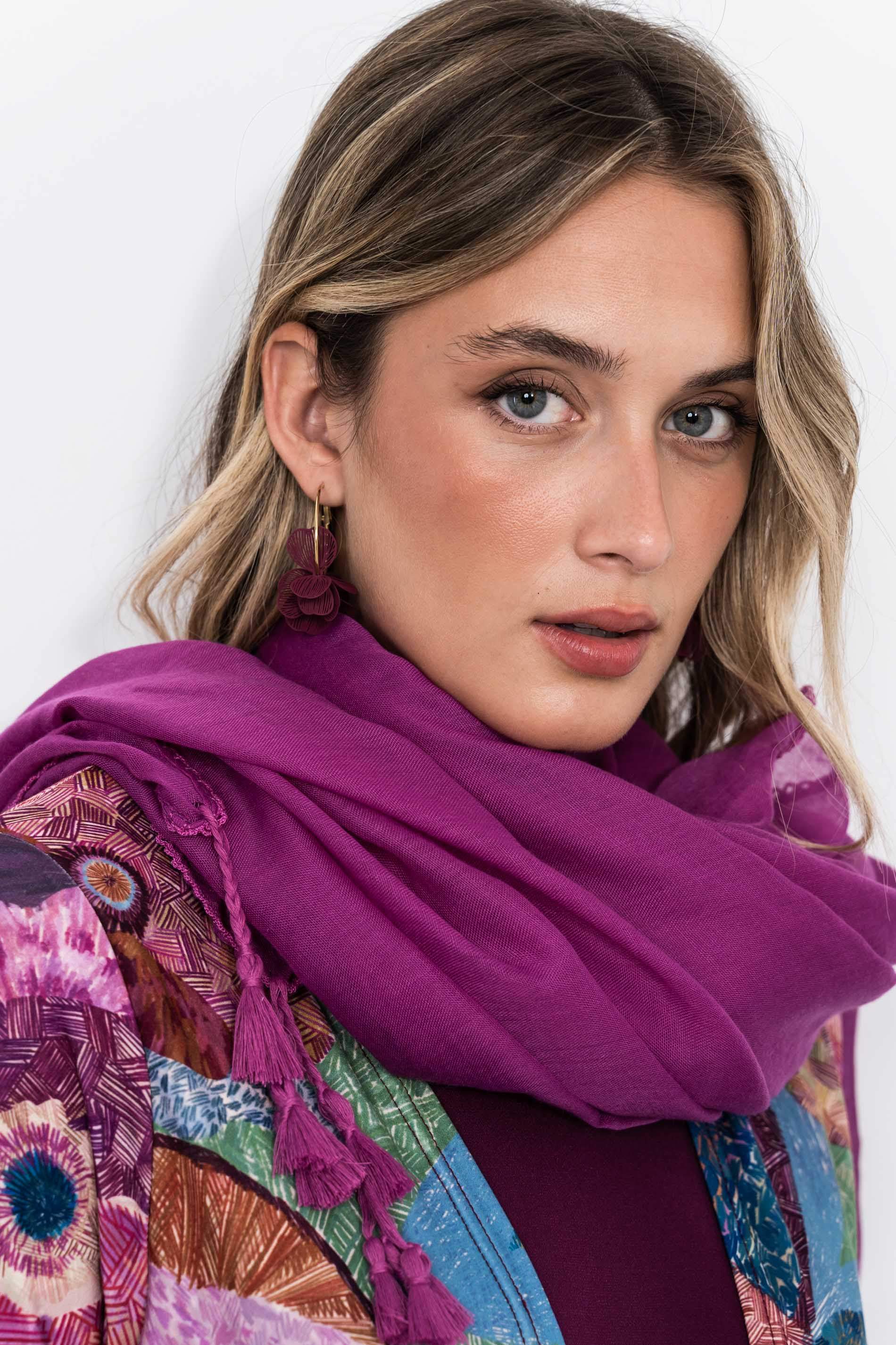 FOULARD LISO POMPONES BUGANVILLA