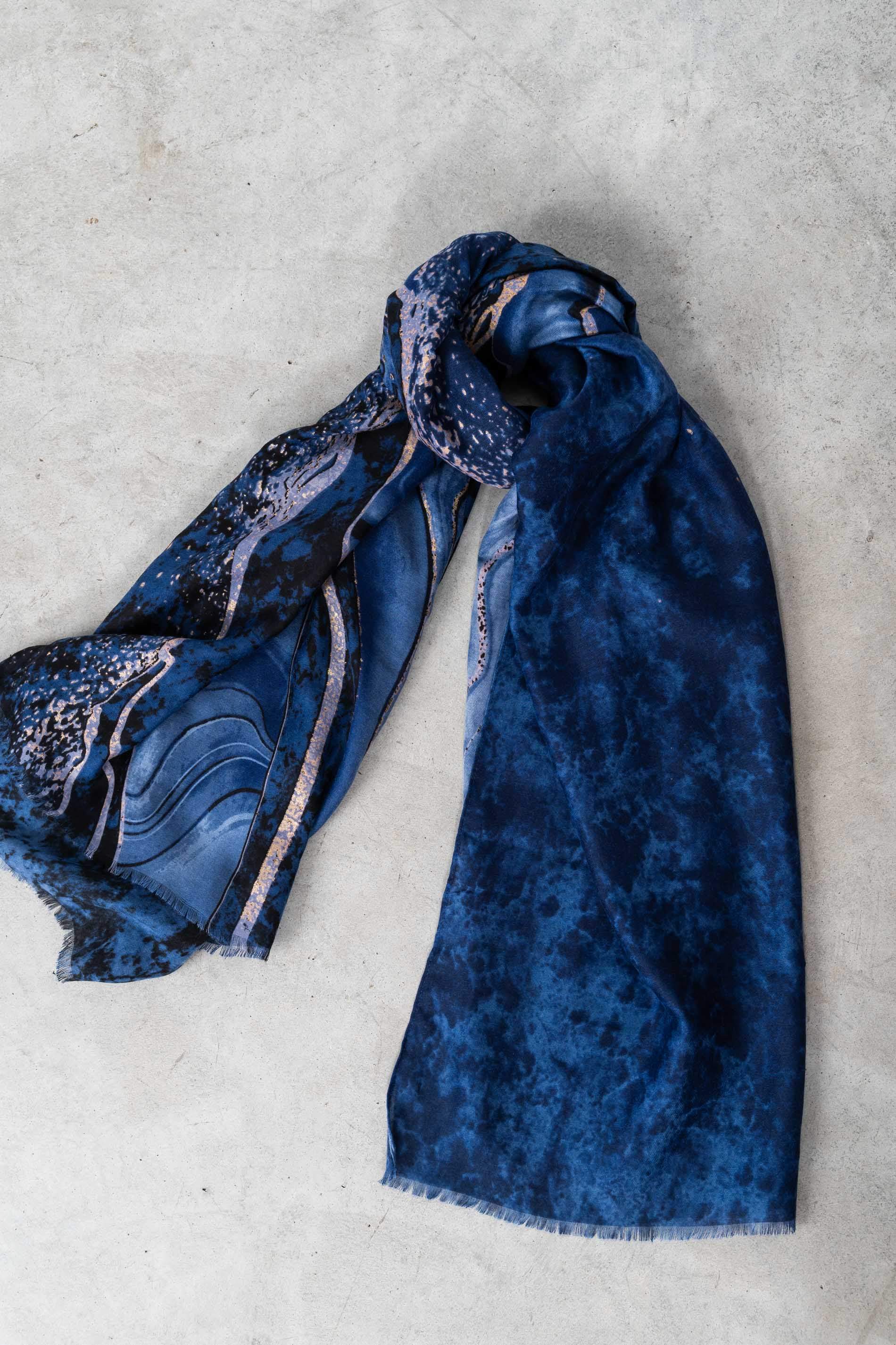 FOULARD TINTA  PINCELADAS ORO 
