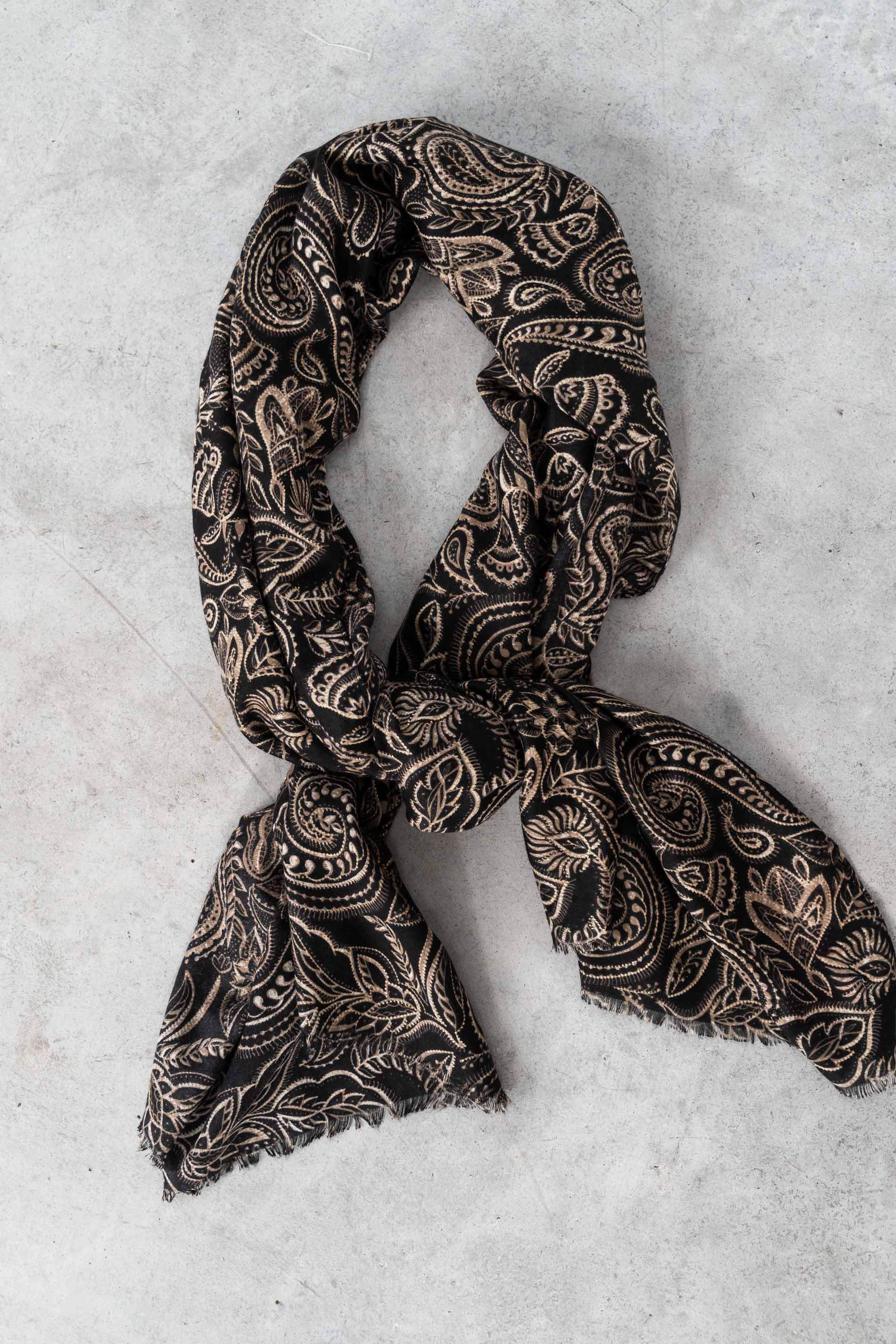 FOULARD NEGRO CACHEMIRE OROS
