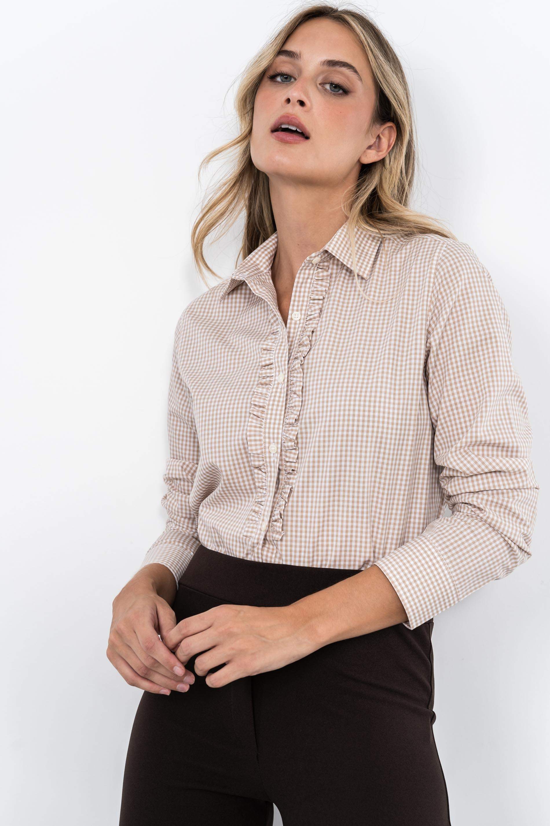CAMISA CUADRITOS CHORRERA CAMEL
