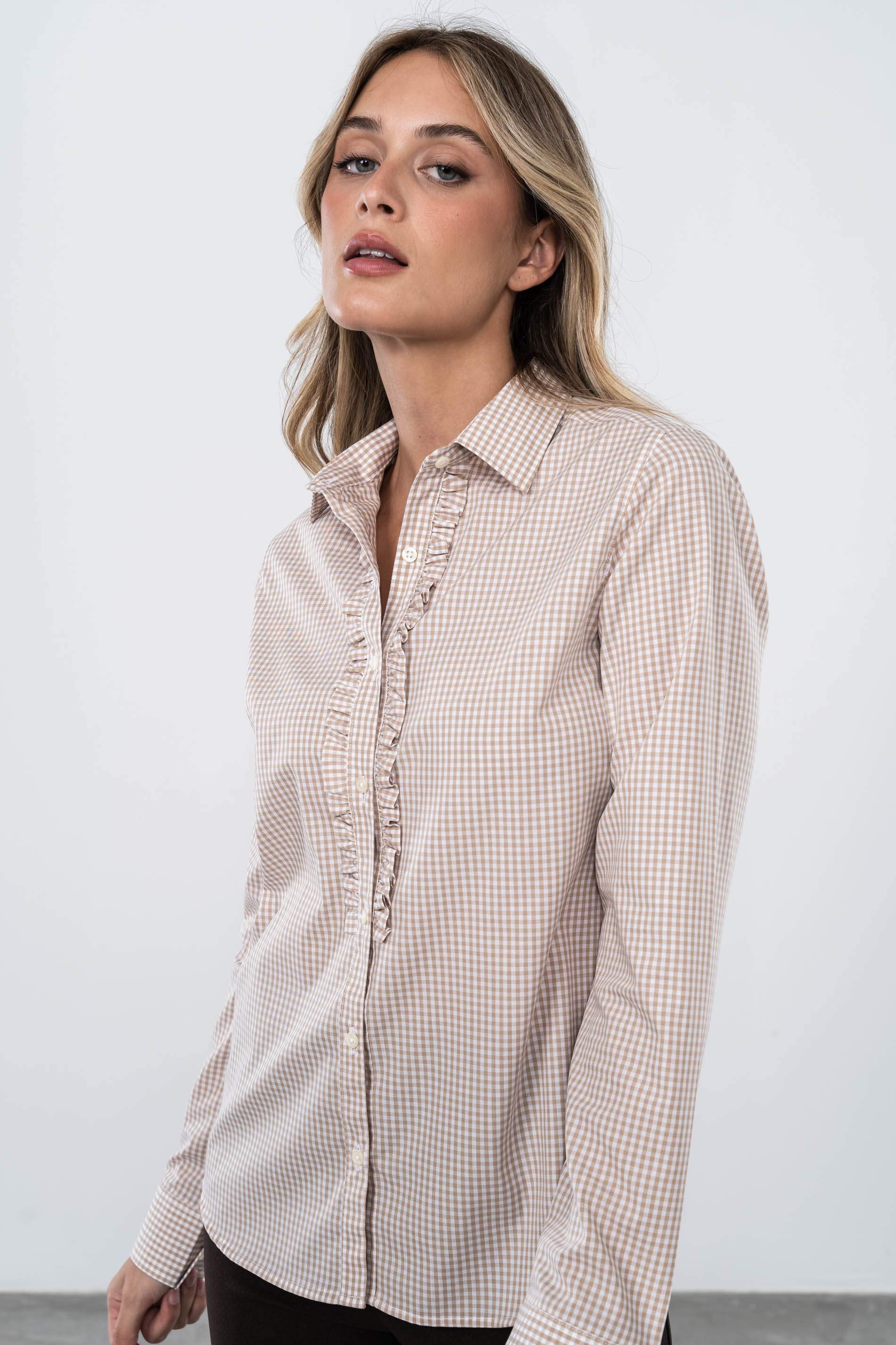 CAMISA CUADRITOS CHORRERA CAMEL