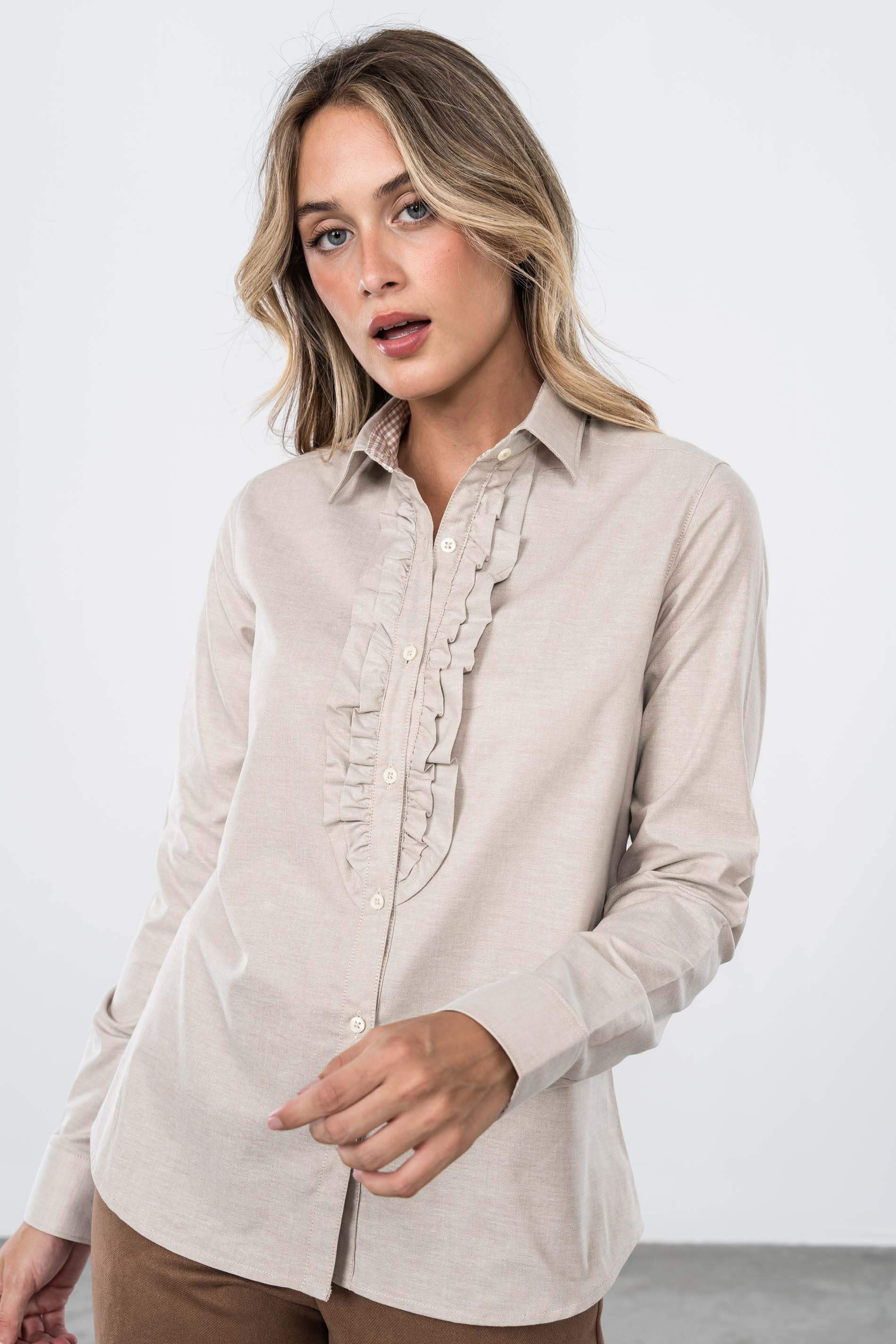 CAMISA DOBLE CHORRERA BEIGE