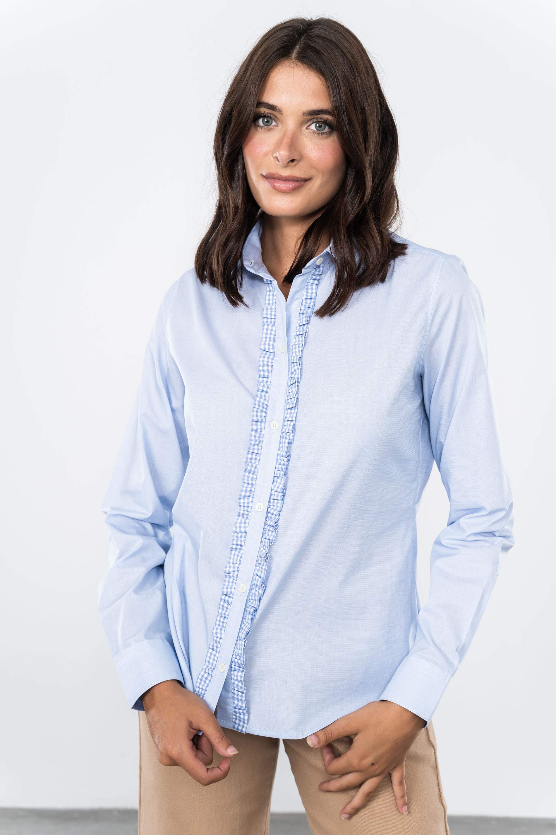 CAMISA CHORRERA CUADRITO CELESTE