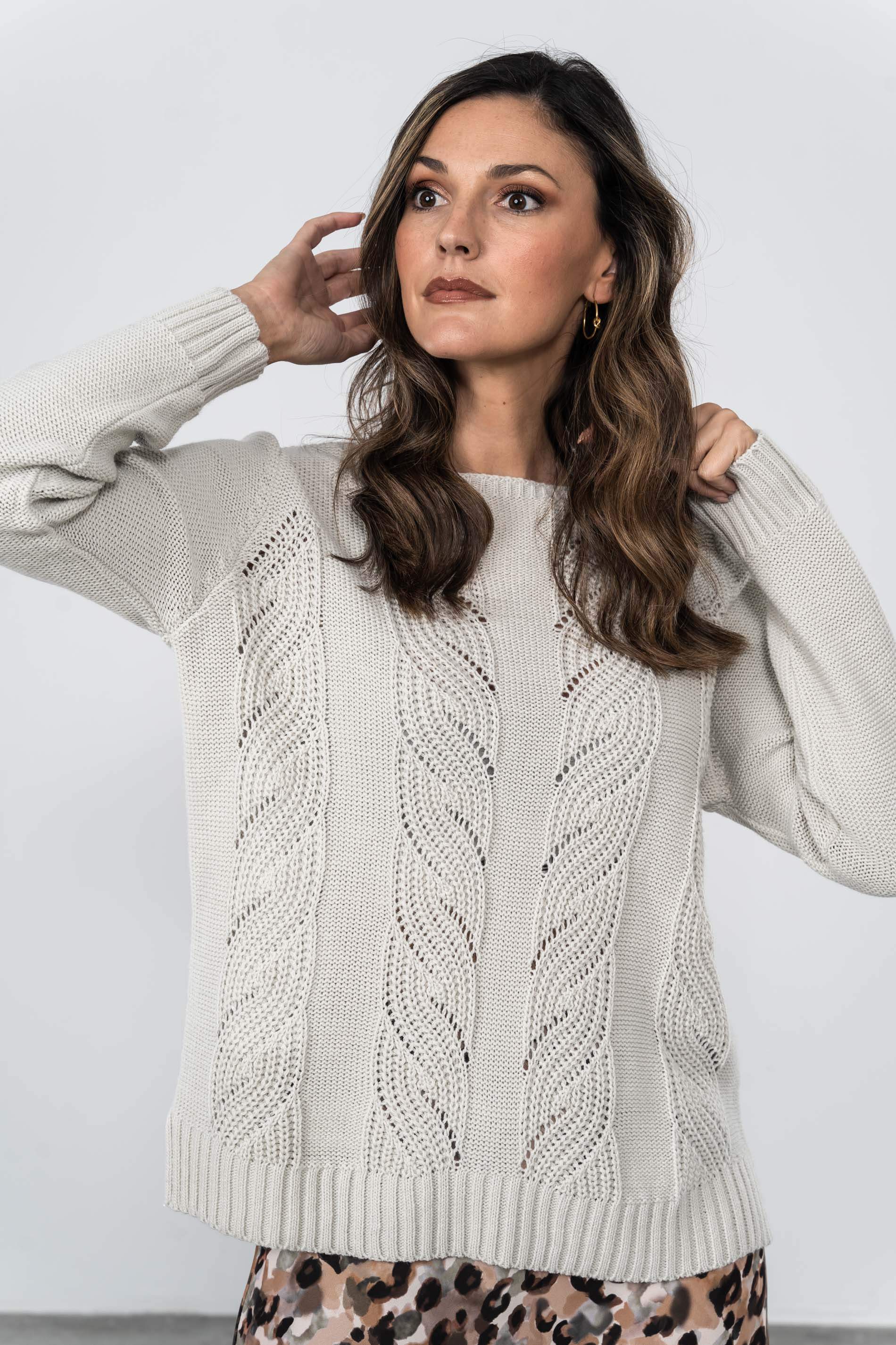 JERSEY TRENZADO HOJAS NATURAL