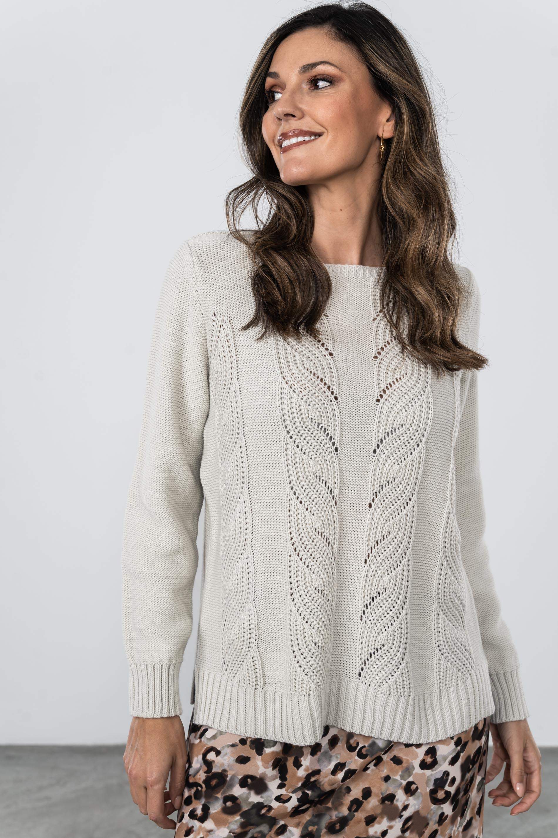 JERSEY TRENZADO HOJAS NATURAL