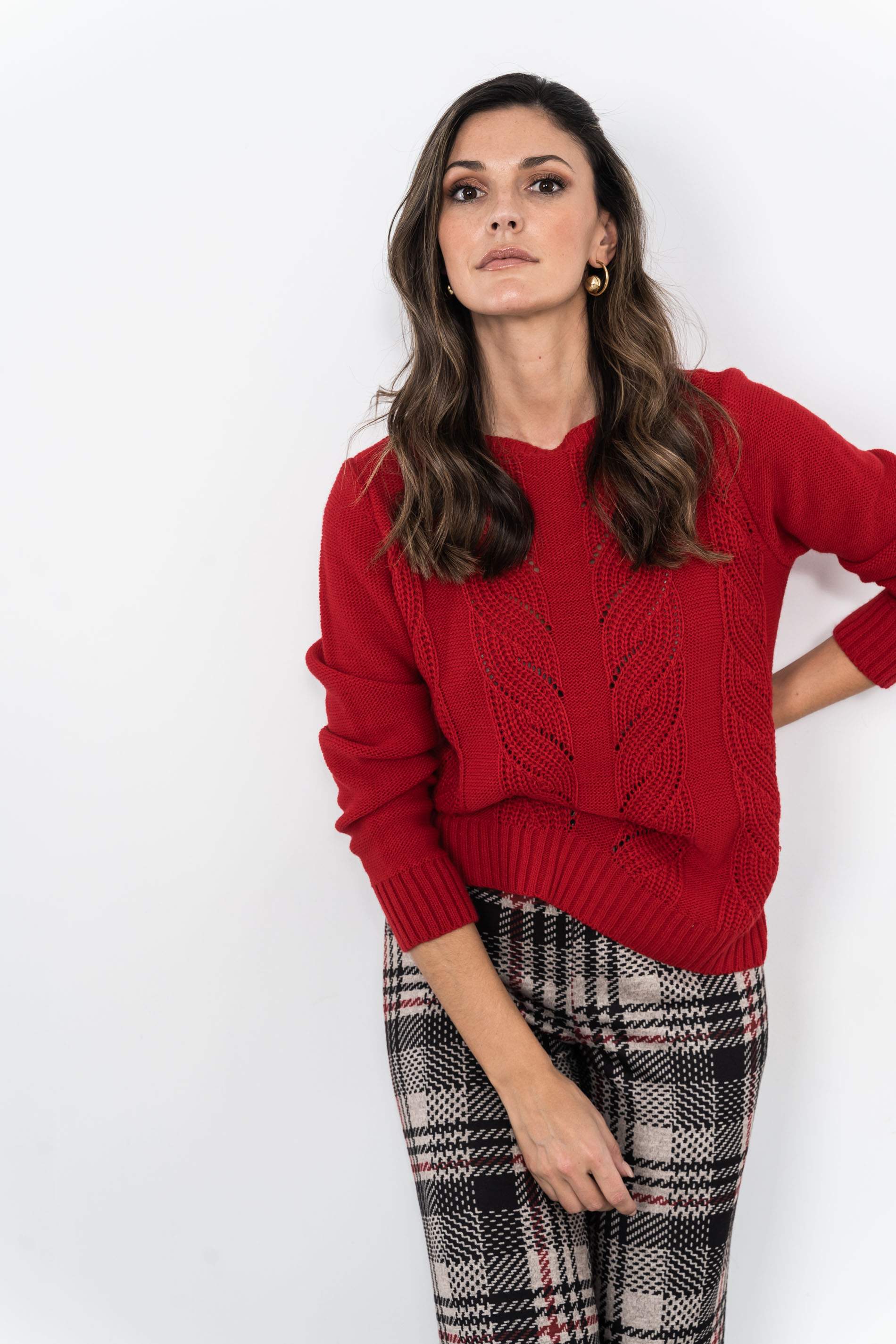 JERSEY TRENZADO HOJAS ROJO