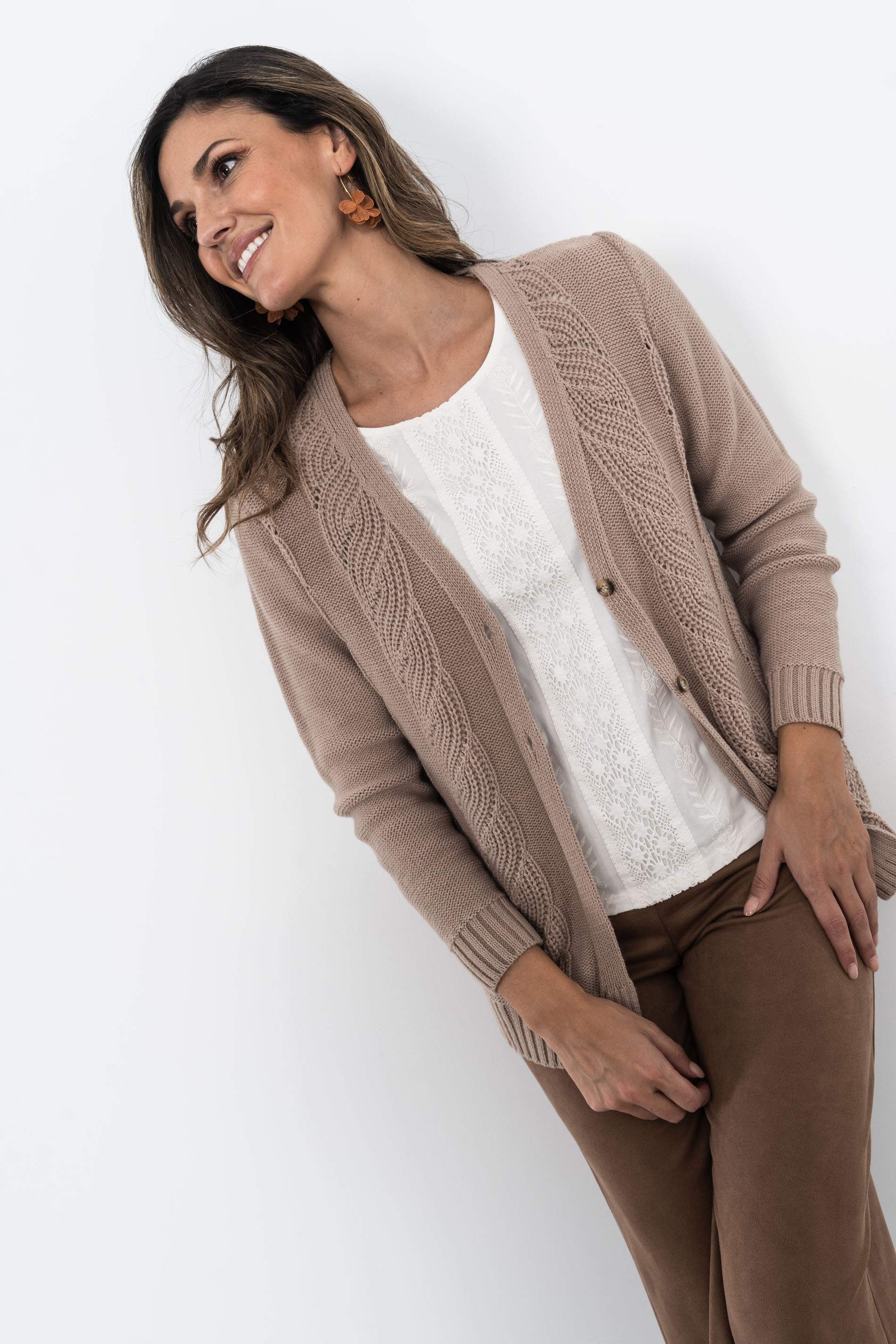 CHAQUETA TRENZADO HOJAS TOSTADO