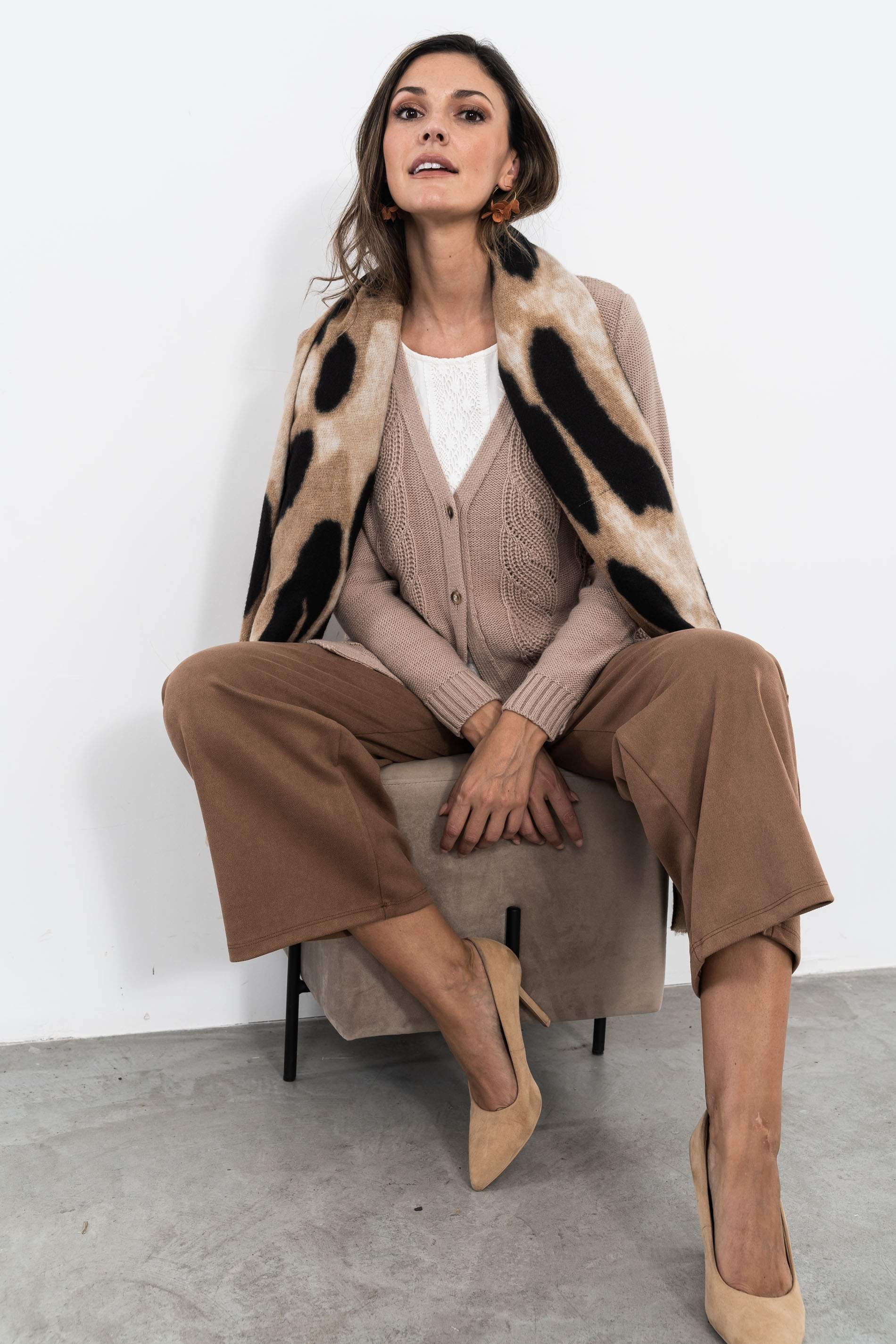 CHAQUETA TRENZADO HOJAS TOSTADO