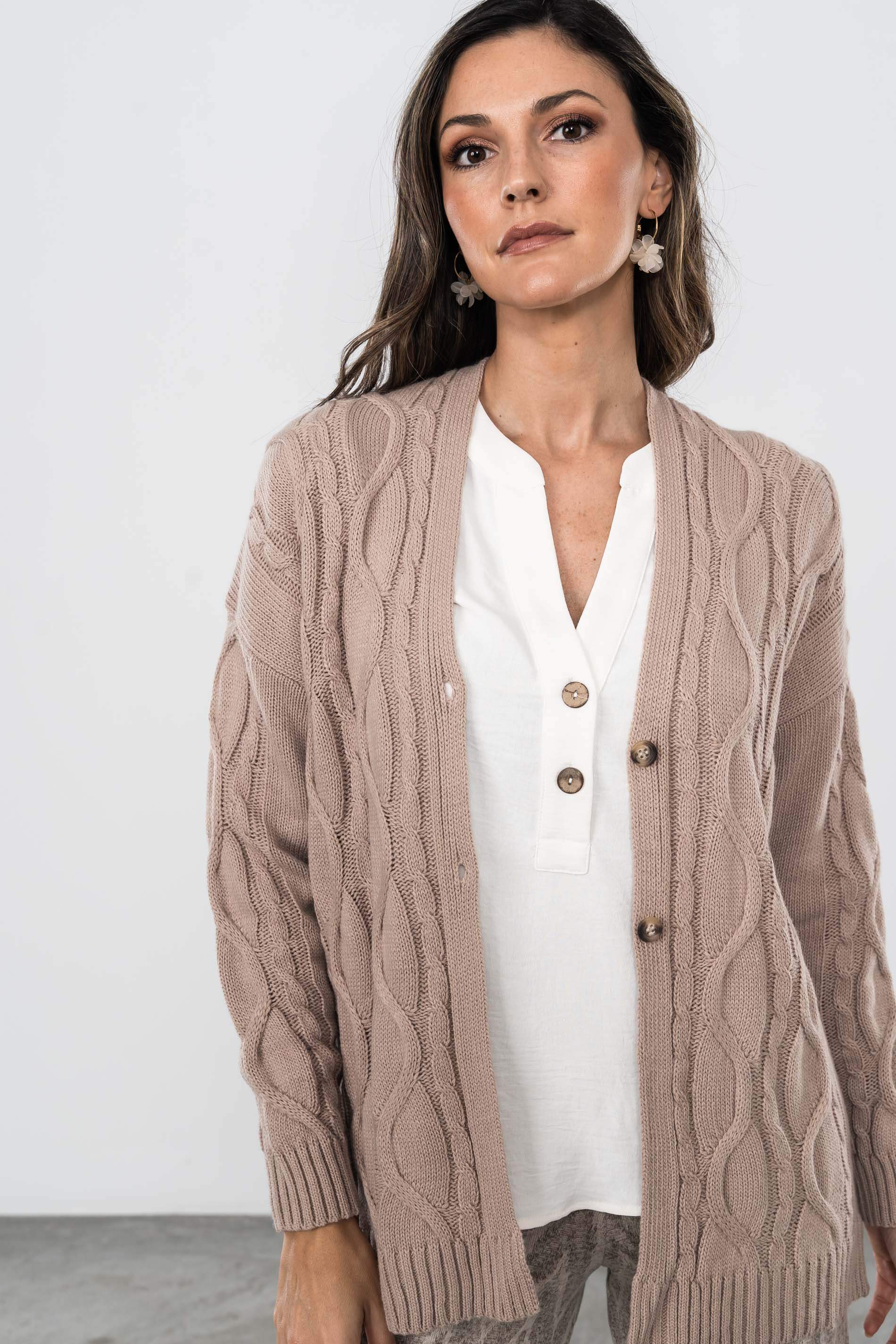 CHAQUETA OCHOS TRENZADOS TOSTADO