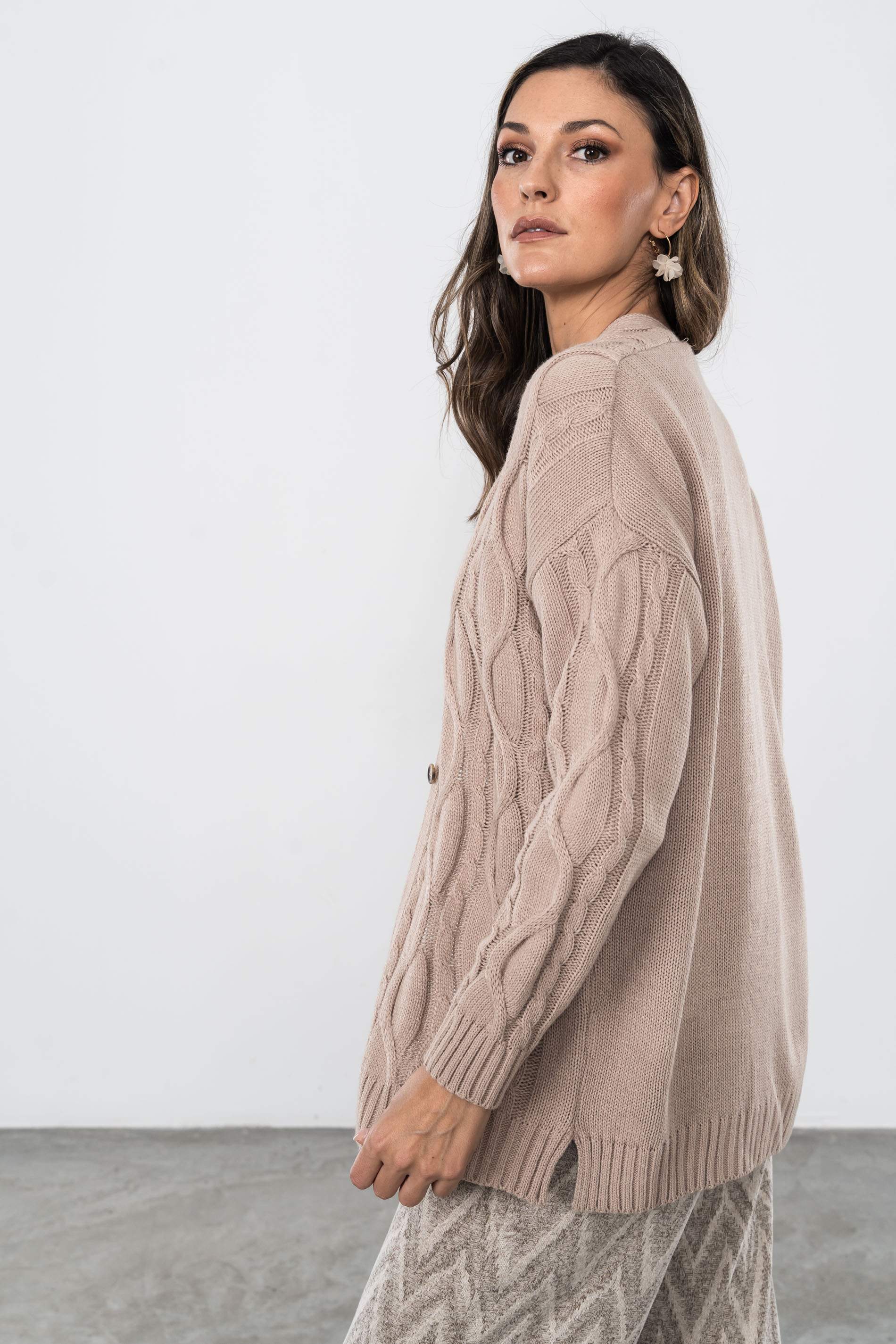 CHAQUETA OCHOS TRENZADOS TOSTADO