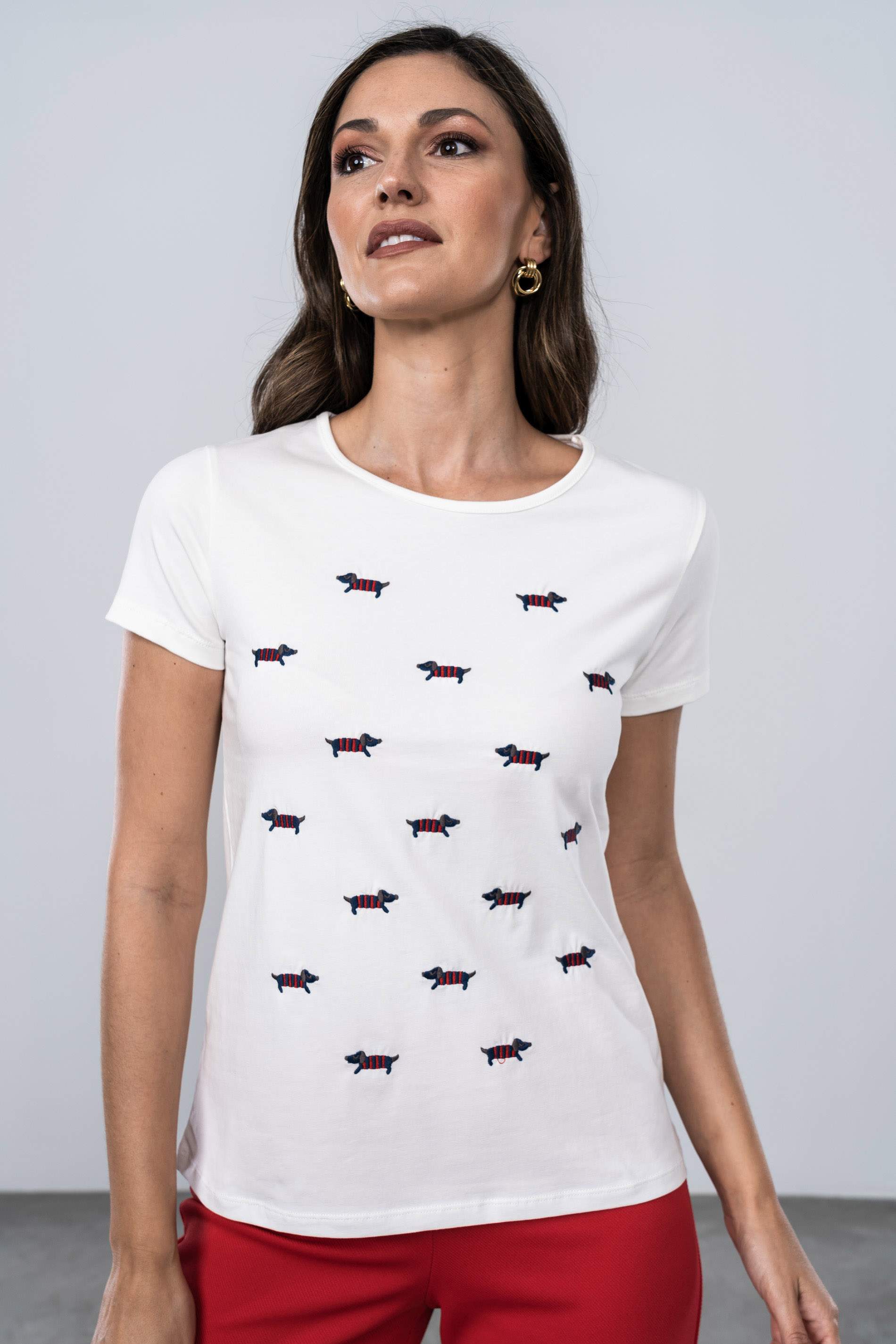 CAMISETA PERRITO RAYAS CRUDO