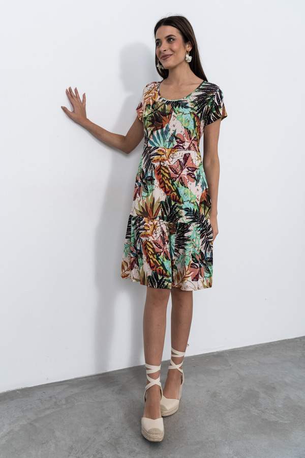 VESTIDO VOLANTE PALMERAS