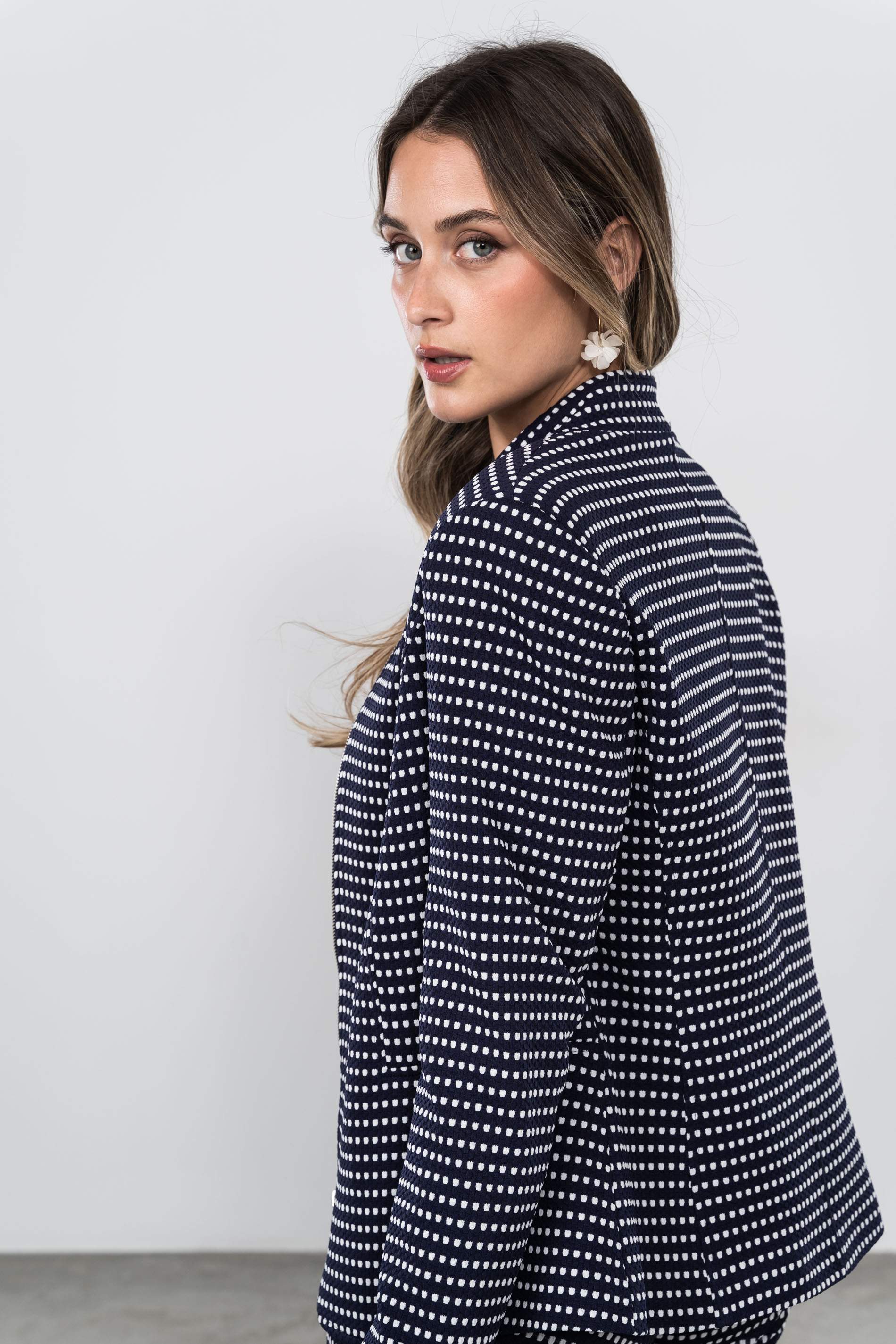 CHAQUETA CREMALLERA JACQUARD MARINO