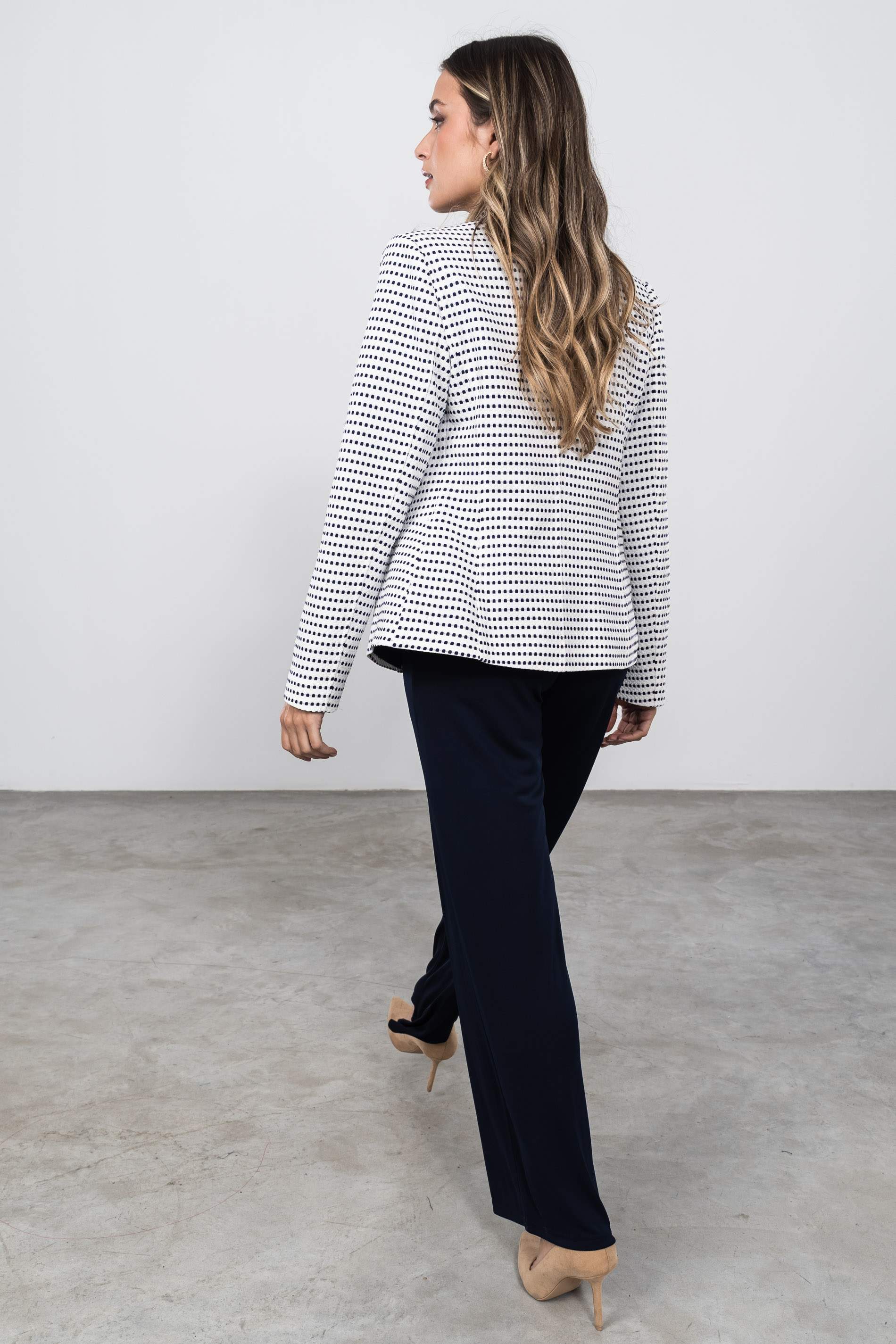 CHAQUETA CREMALLERA JACQUARD BLANCO