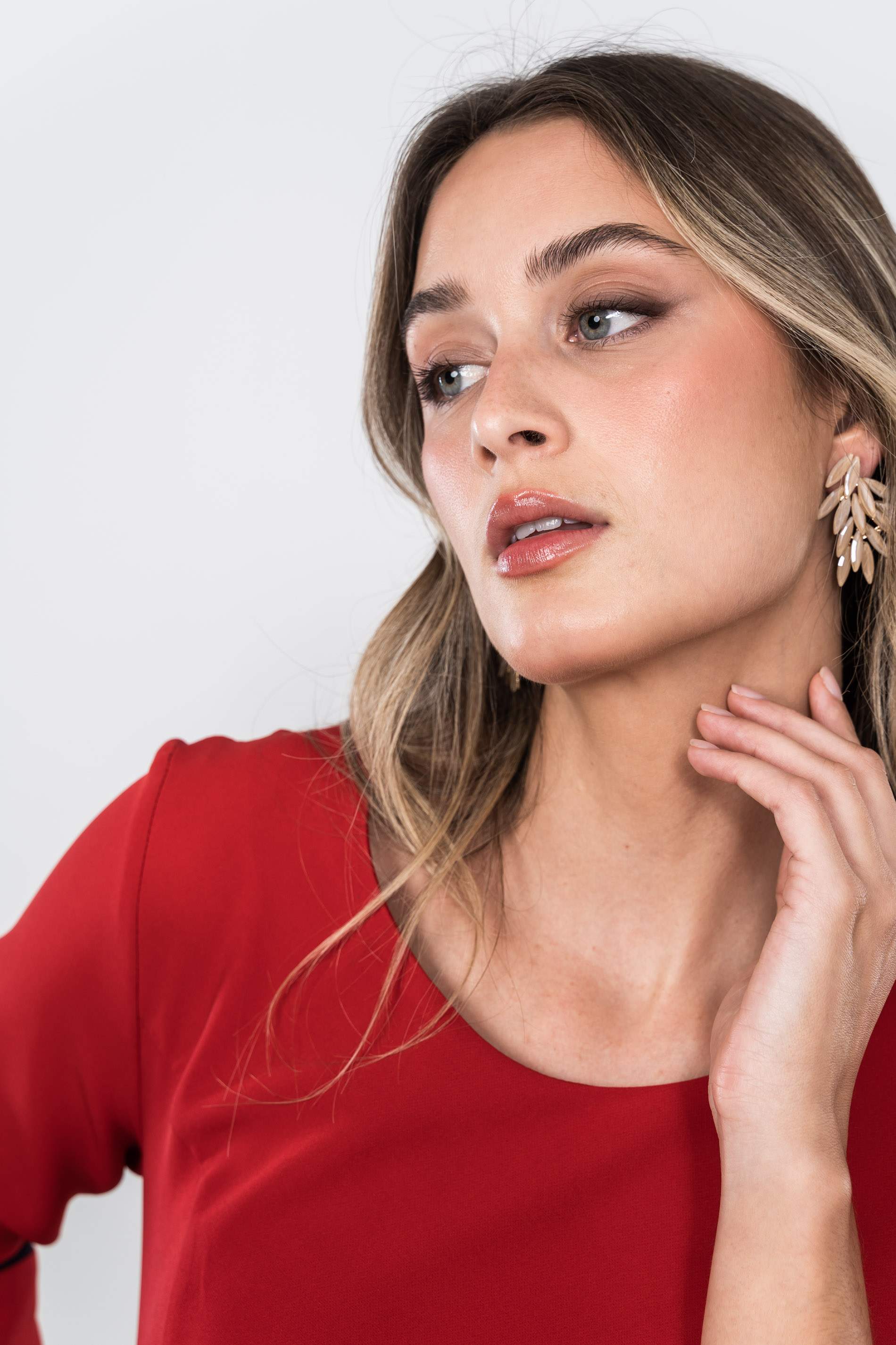 VESTIDO FRUCES BOTONES ROJO