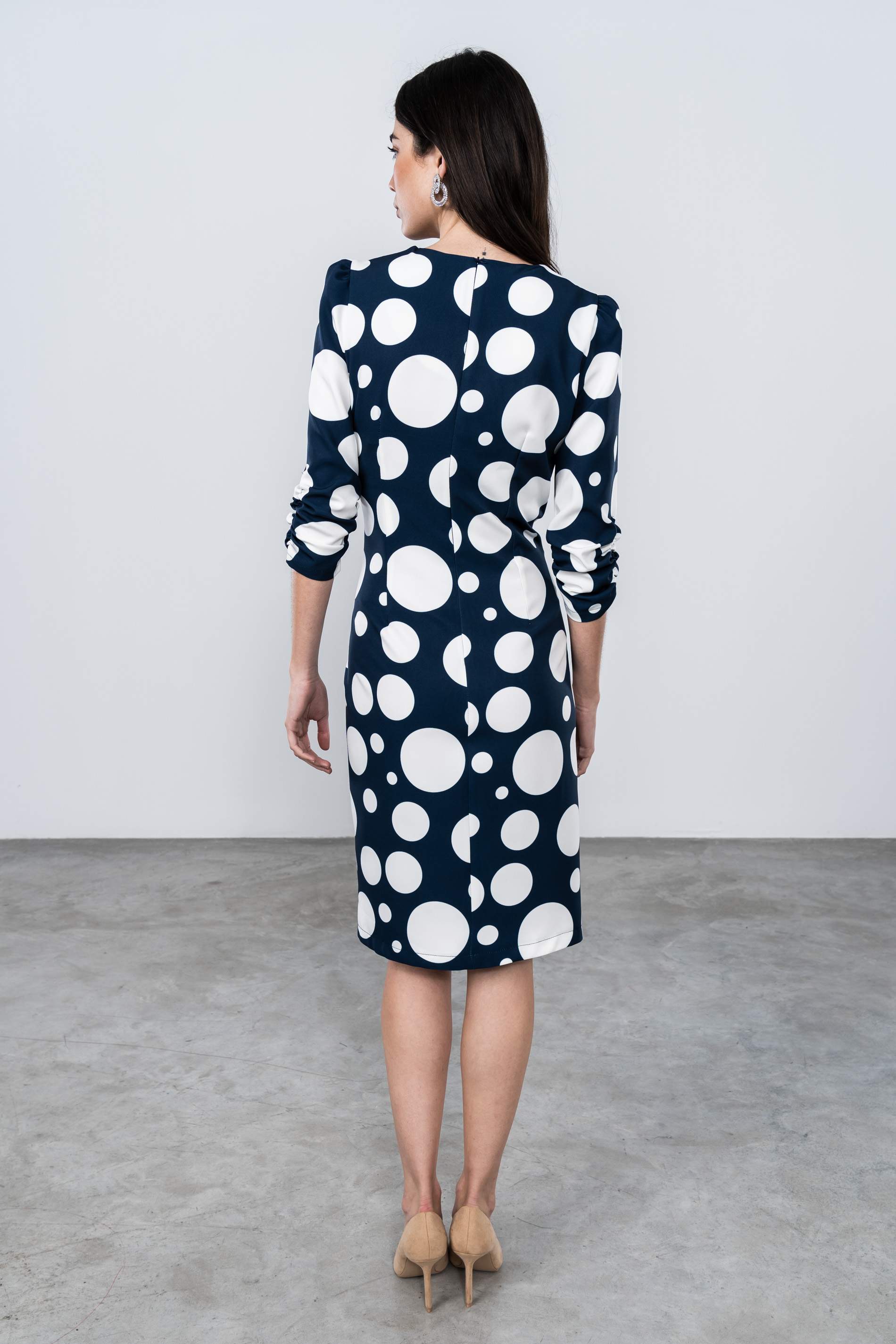 VESTIDO TOPOS COMBINADO RECOGIDO