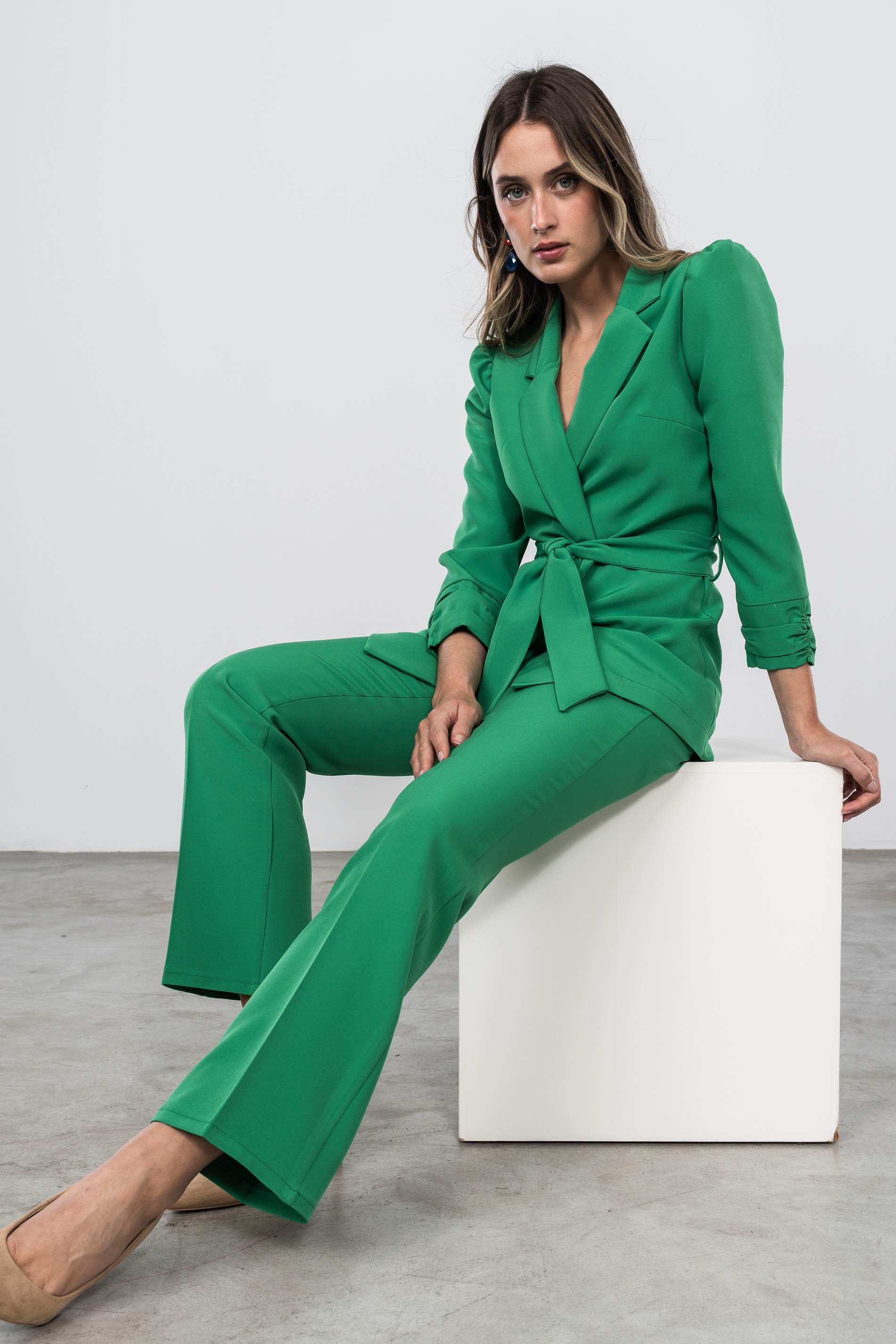 CHAQUETA PUÑO FRUNCES VERDE