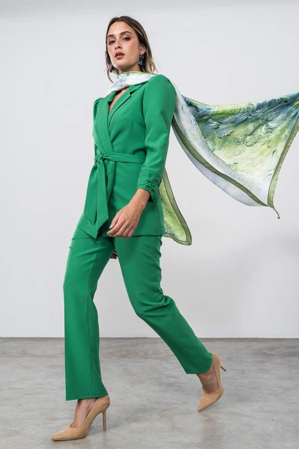 CHAQUETA PUÑO FRUNCES VERDE