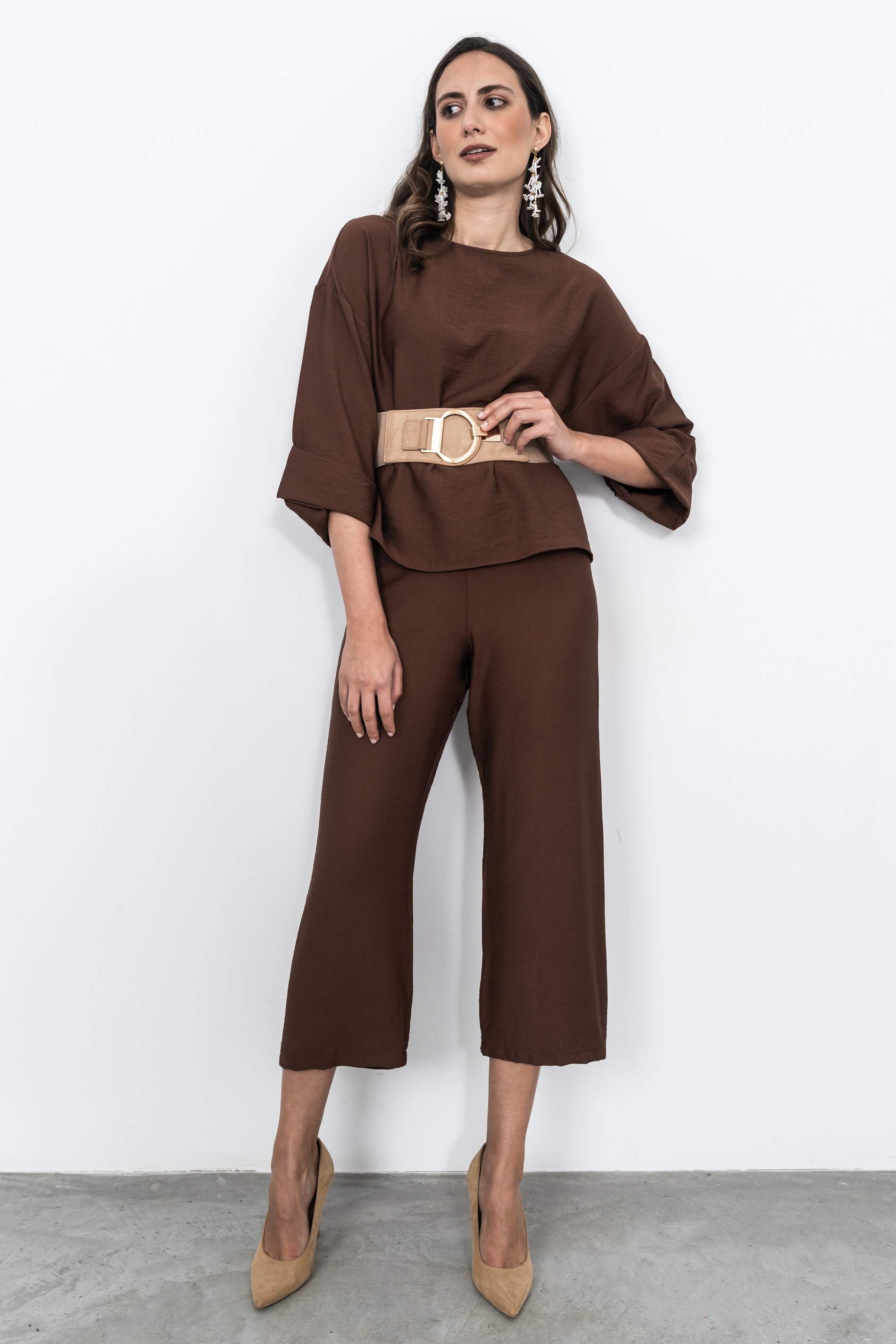 BLUSA RÚSTICA PUÑO VUELTO MARRÓN