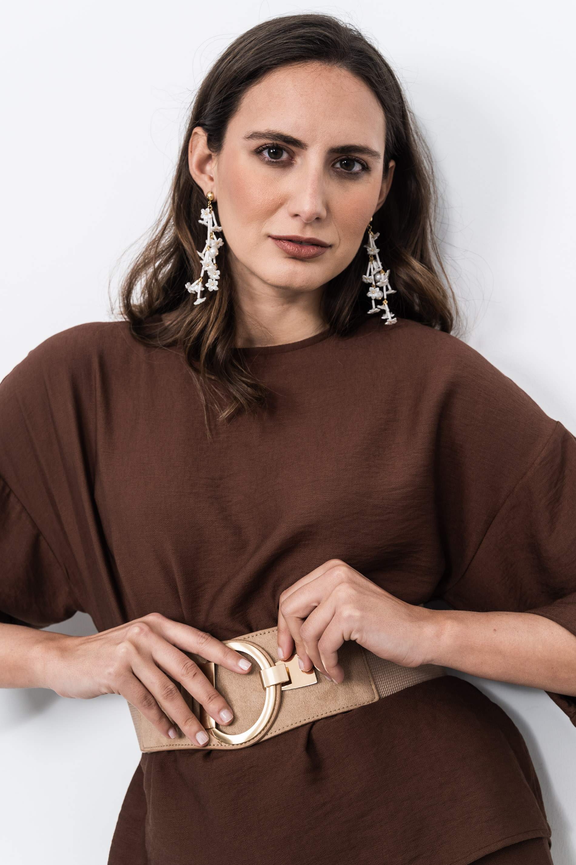 BLUSA RÚSTICA PUÑO VUELTO MARRÓN