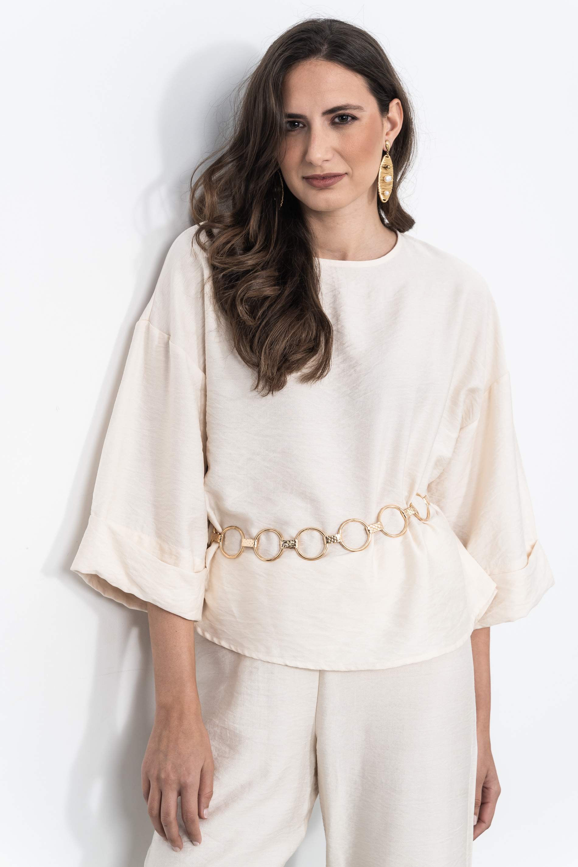 BLUSA RÚSTICA PUÑO VUELTO CRUDO