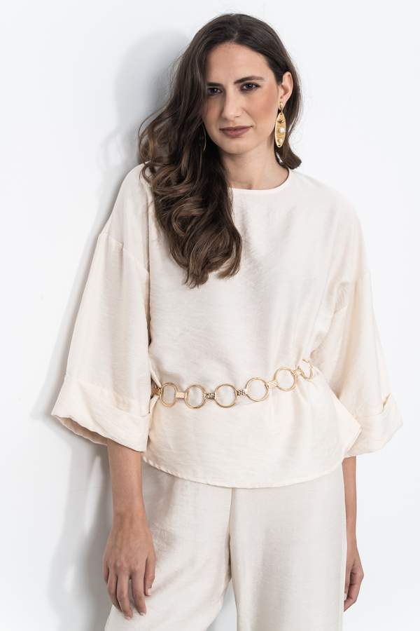 BLUSA RÚSTICA PUÑO VUELTO CRUDO