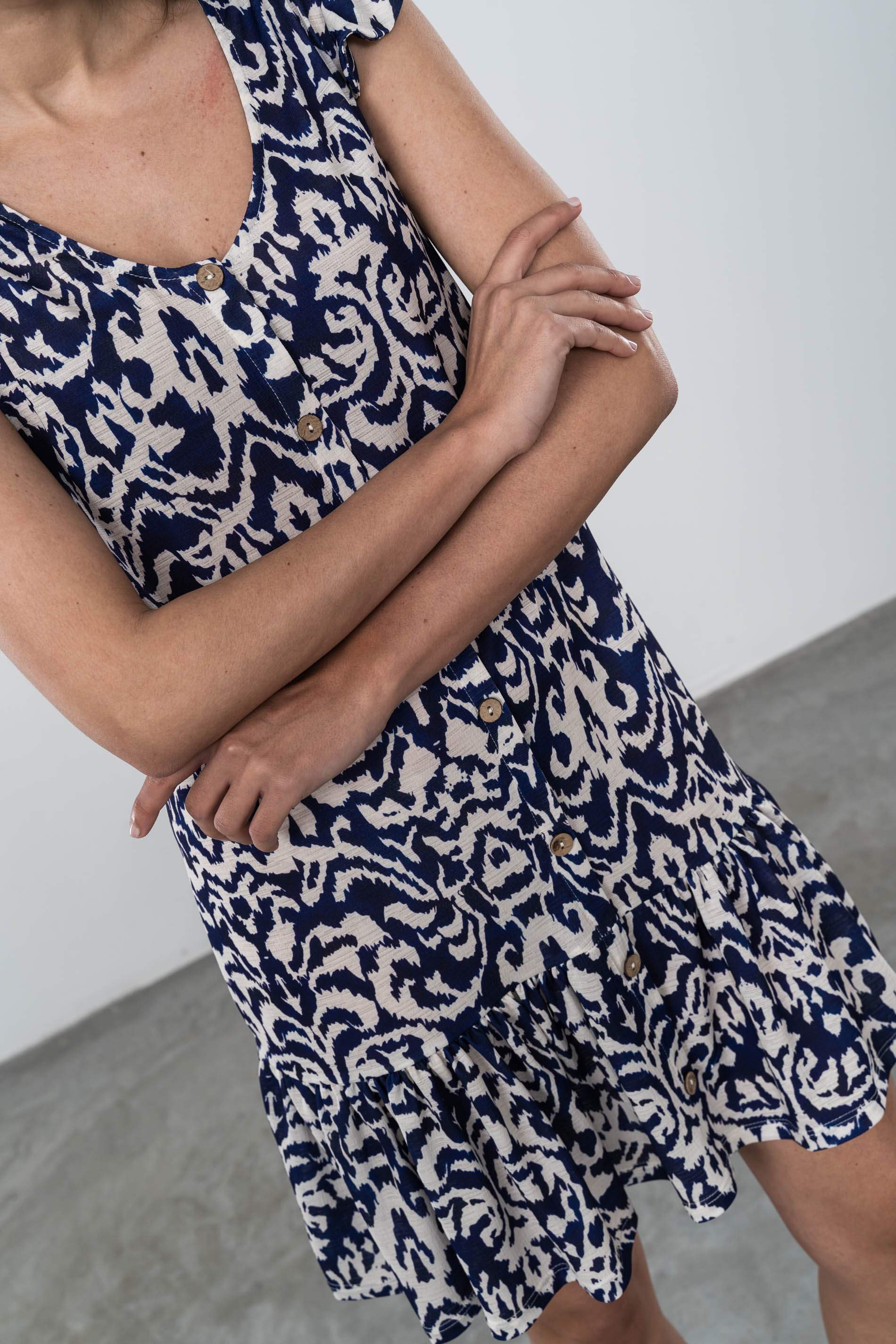 VESTIDO BOTONES BICOLOR