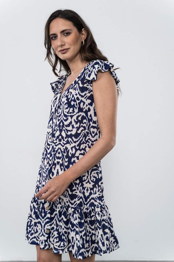 VESTIDO BOTONES BICOLOR