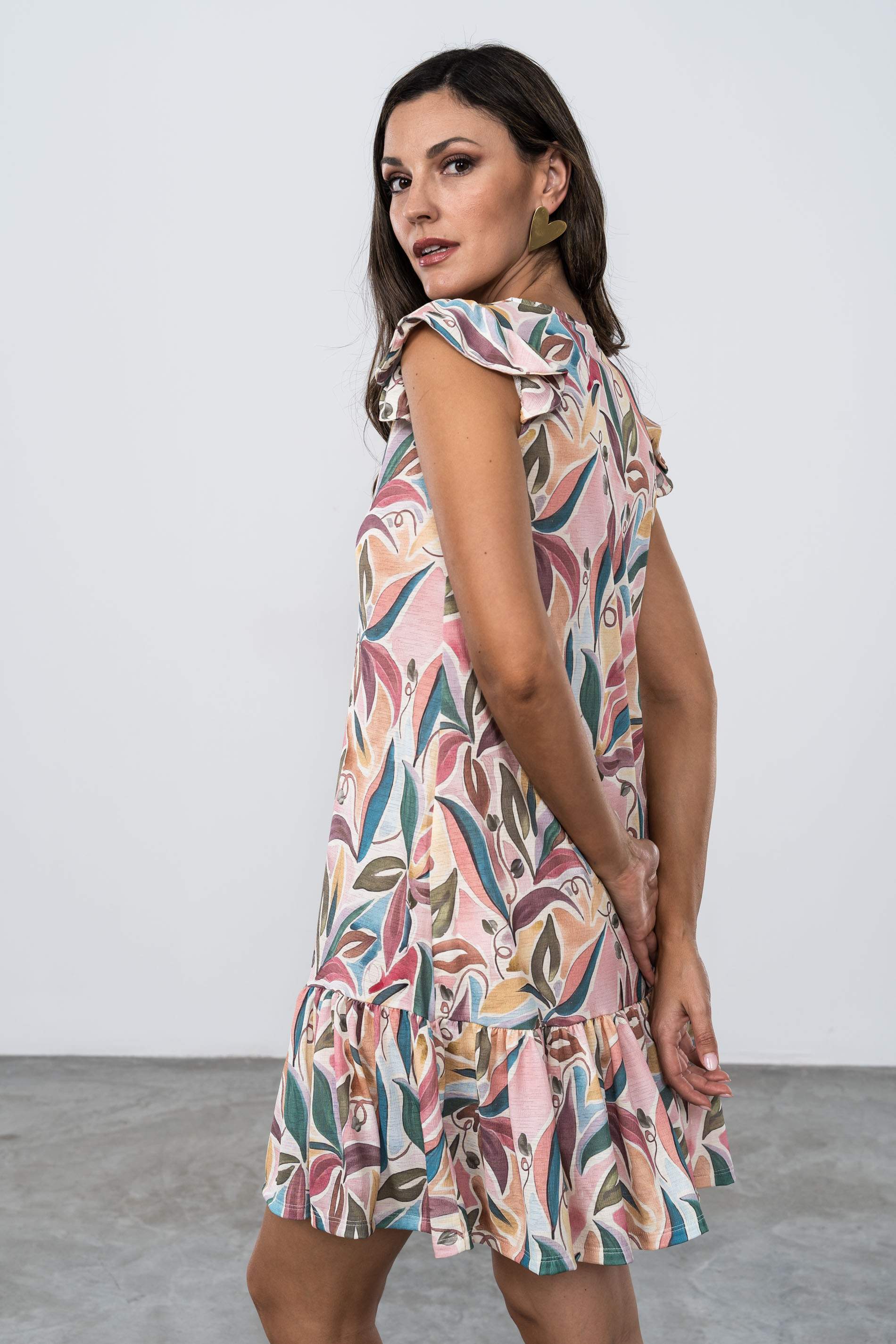 VESTIDO BOTONES HOJAS