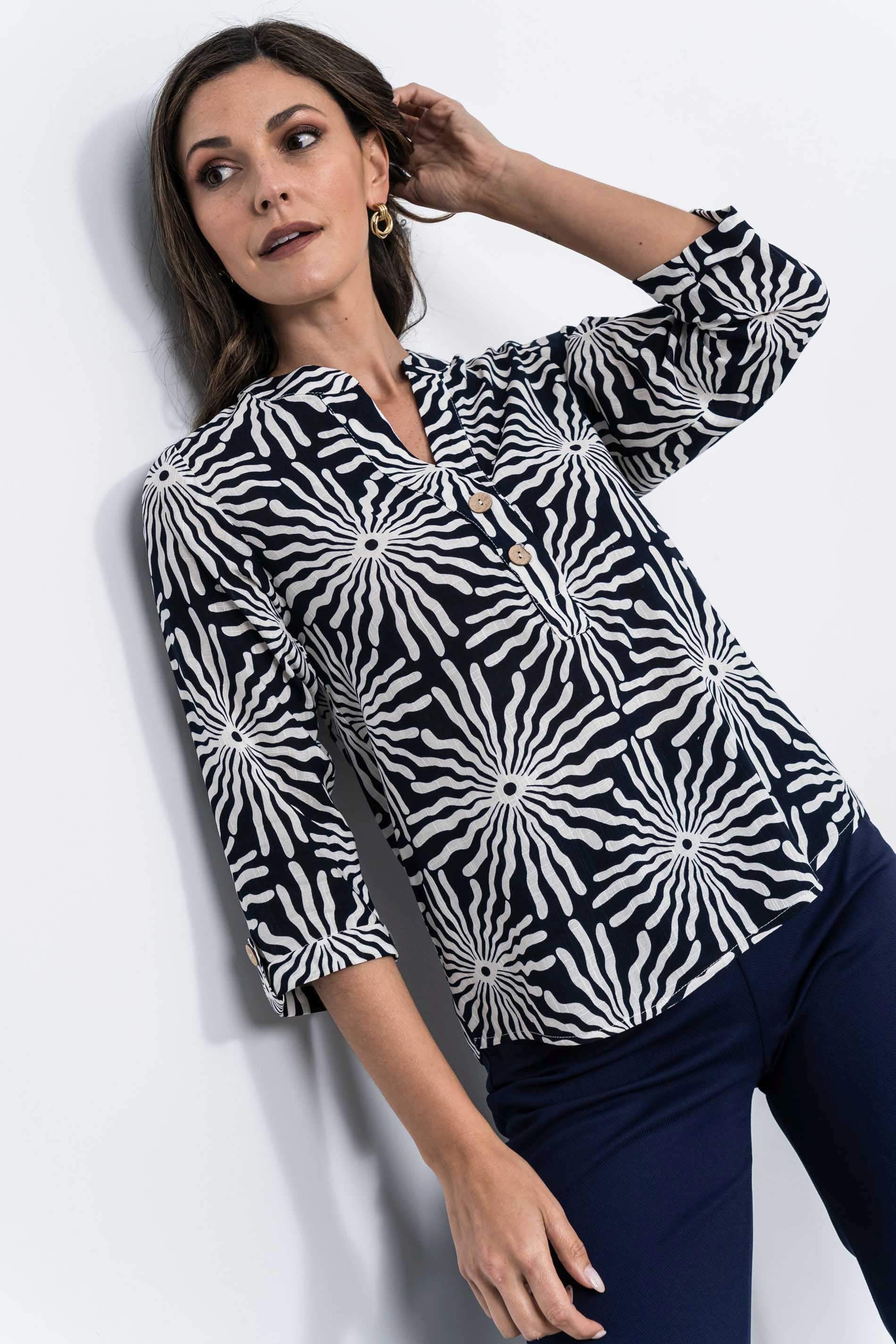 BLUSA BICOLOR BOTONES