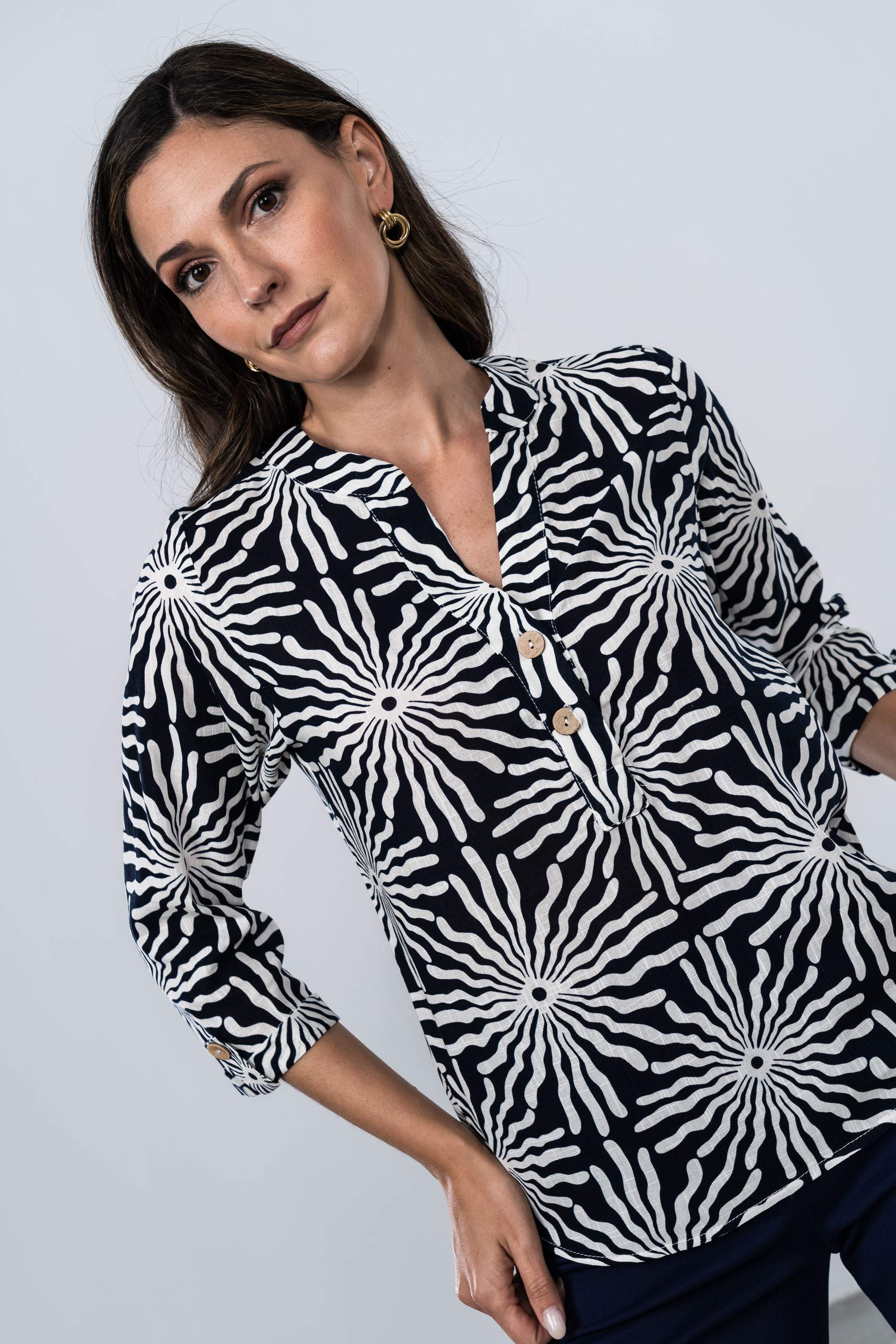 BLUSA BICOLOR BOTONES