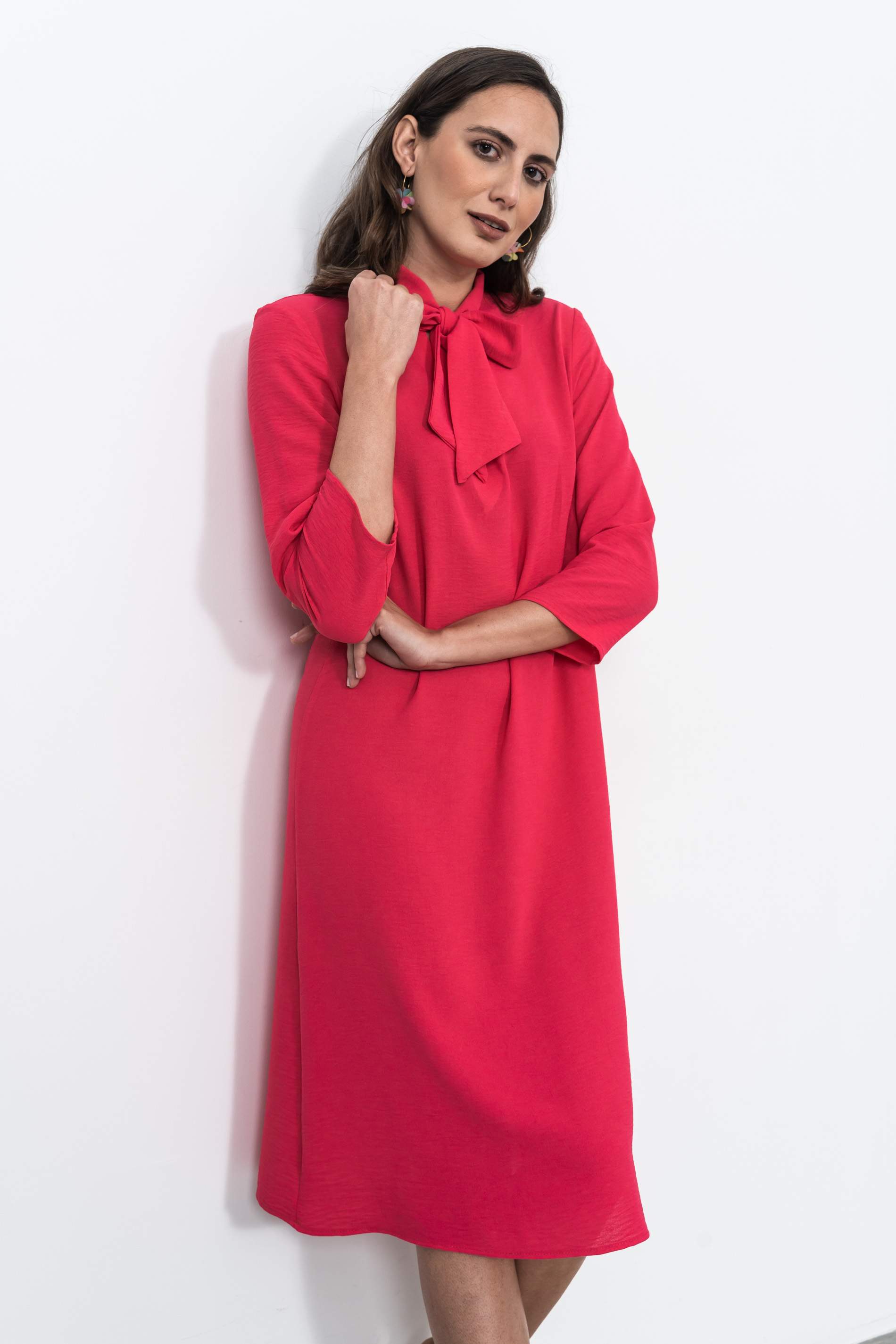 VESTIDO LAZADA ESCOTE FRESA
