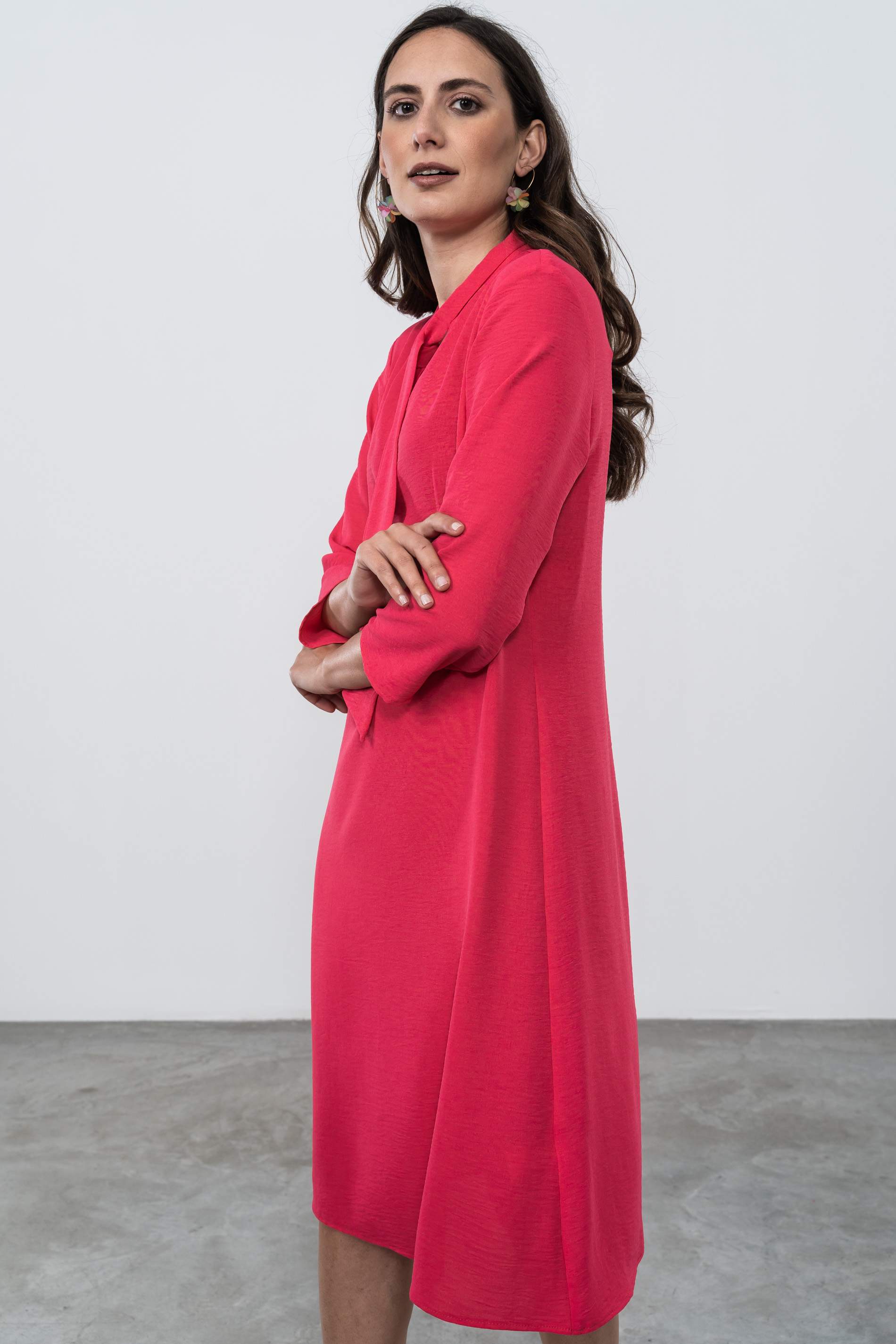VESTIDO LAZADA ESCOTE FRESA