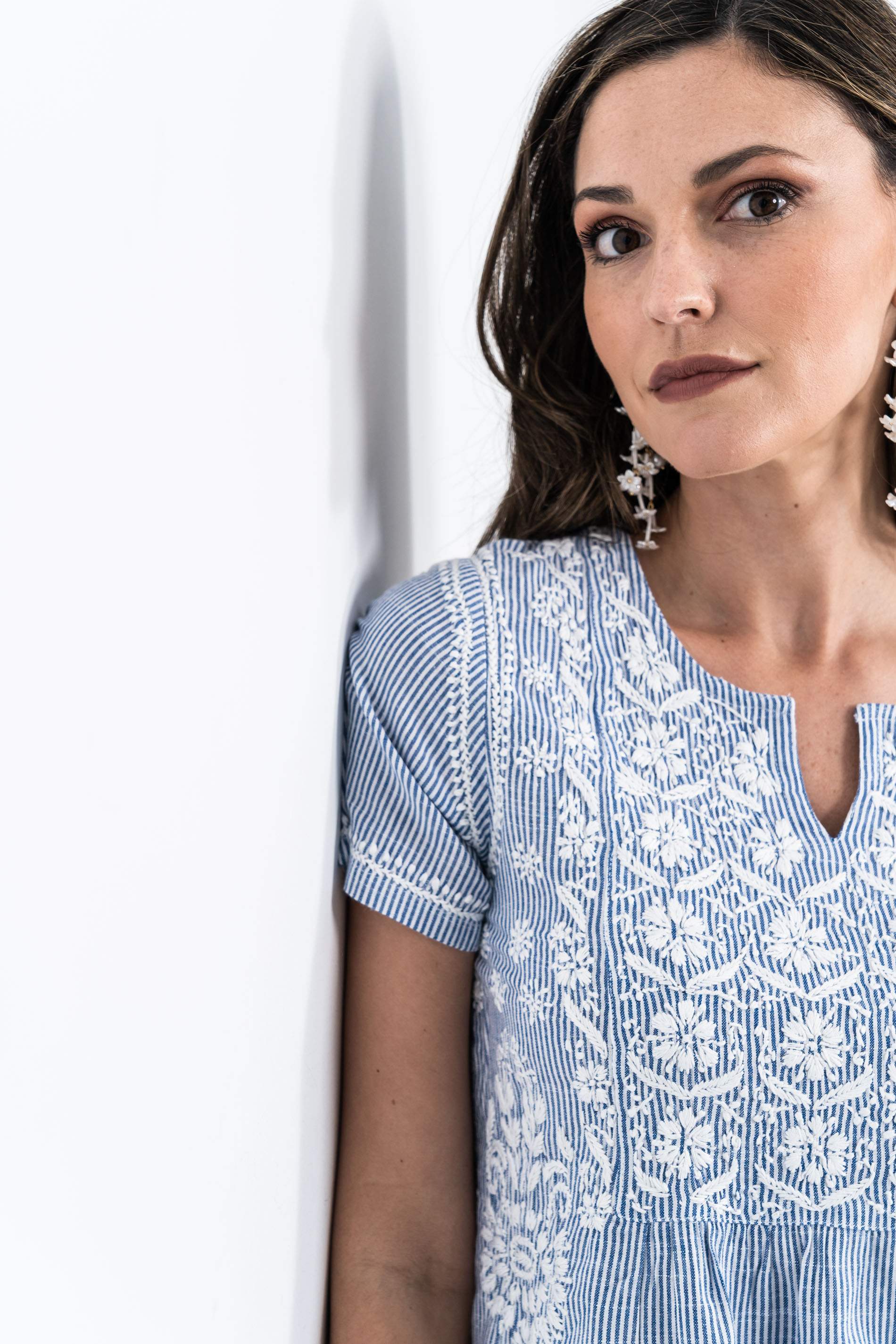 VESTIDO RAYAS TODO BORDADOS AZUL