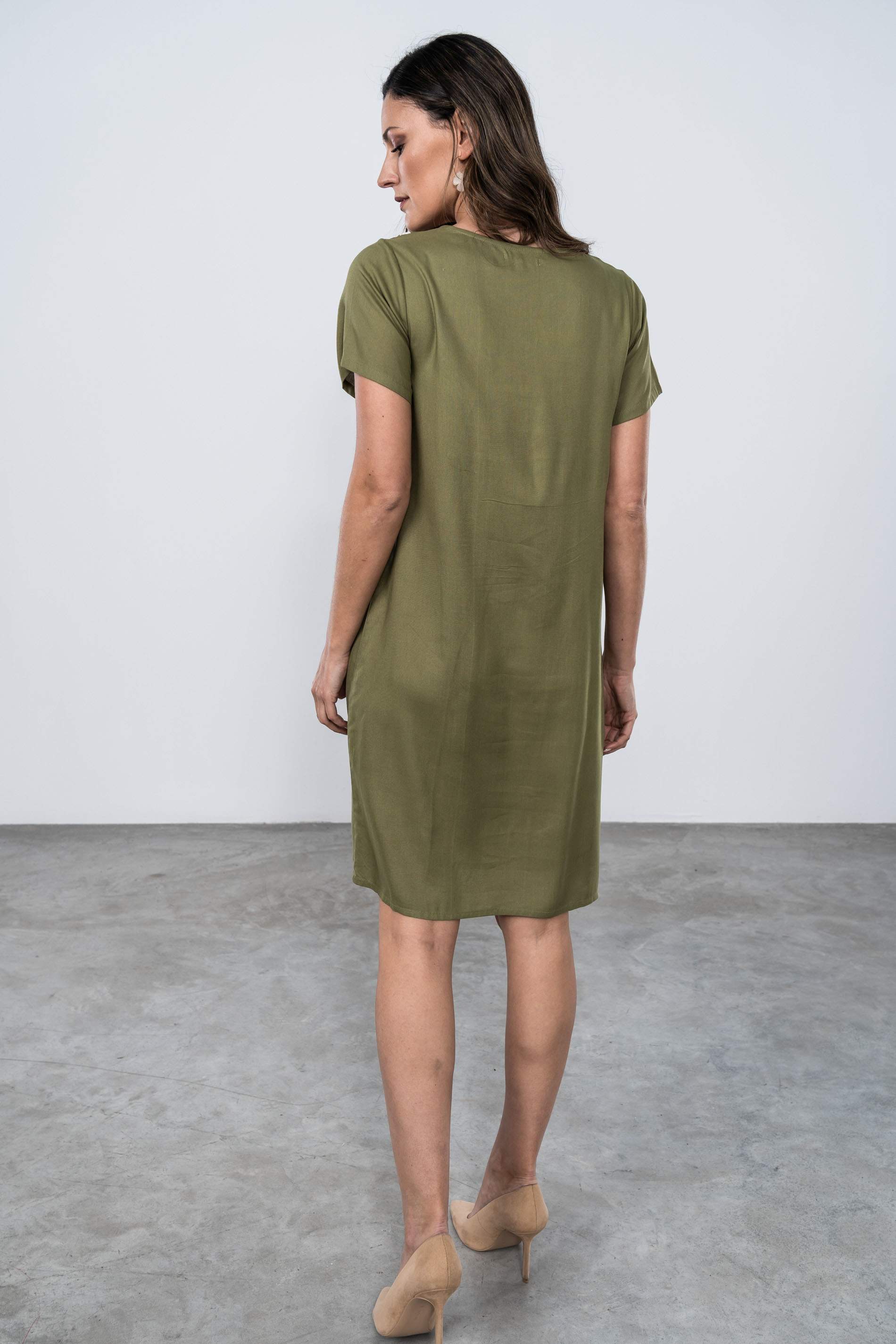 VESTIDO BORDADOS PECHERA KAKI