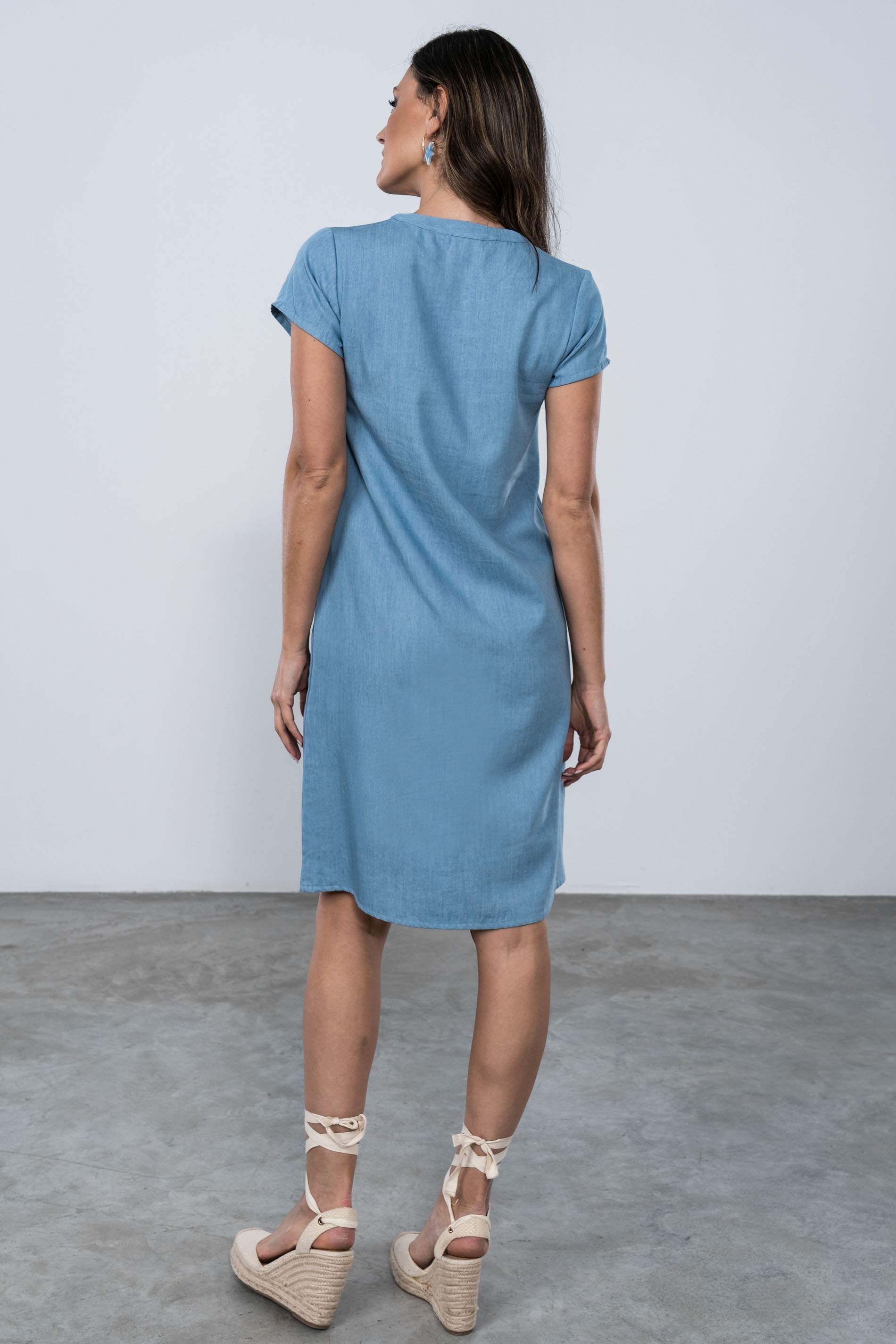 VESTIDO DENIM BORDADOS AZUL