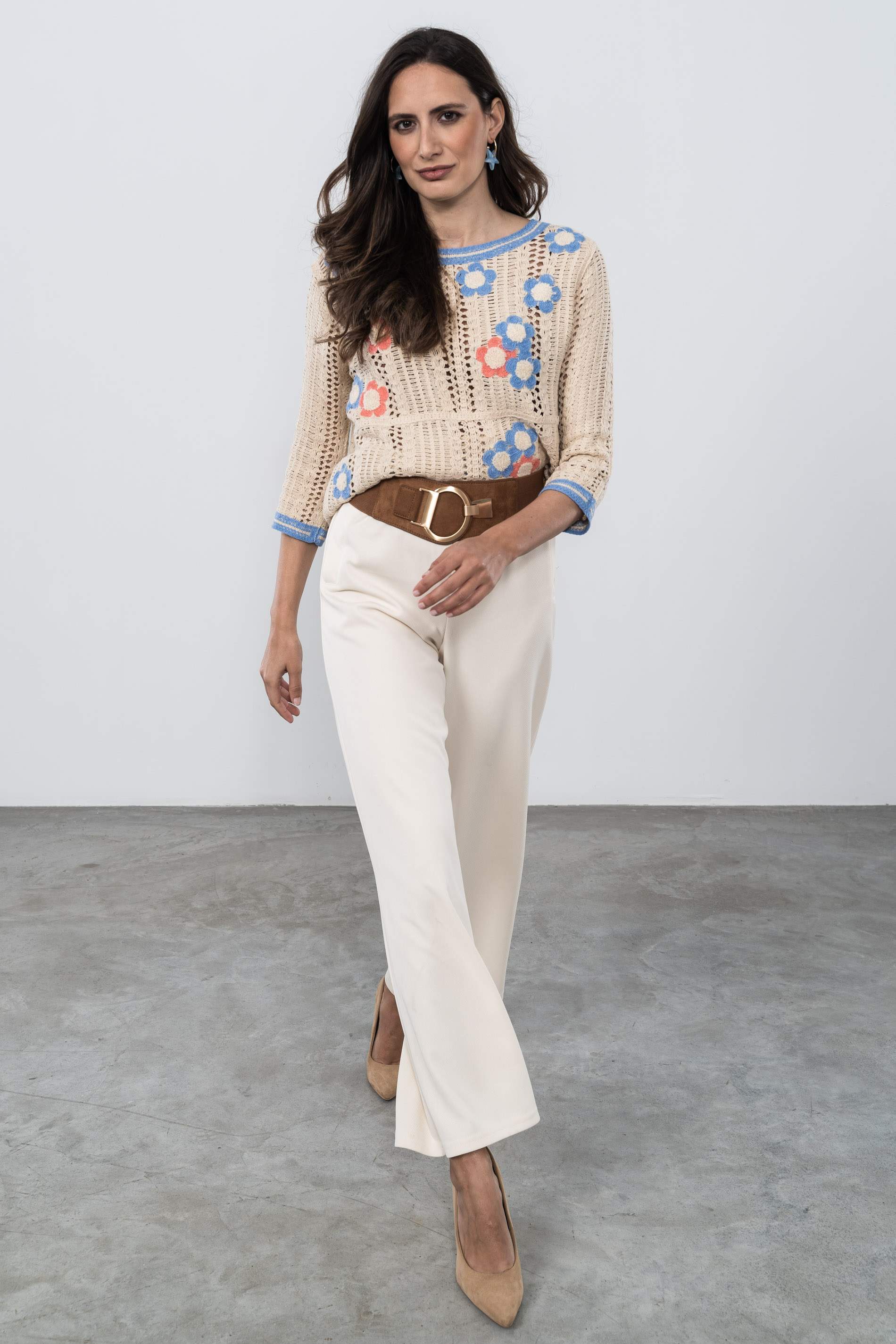 JERSEY CROCHET FLOR BEIGE