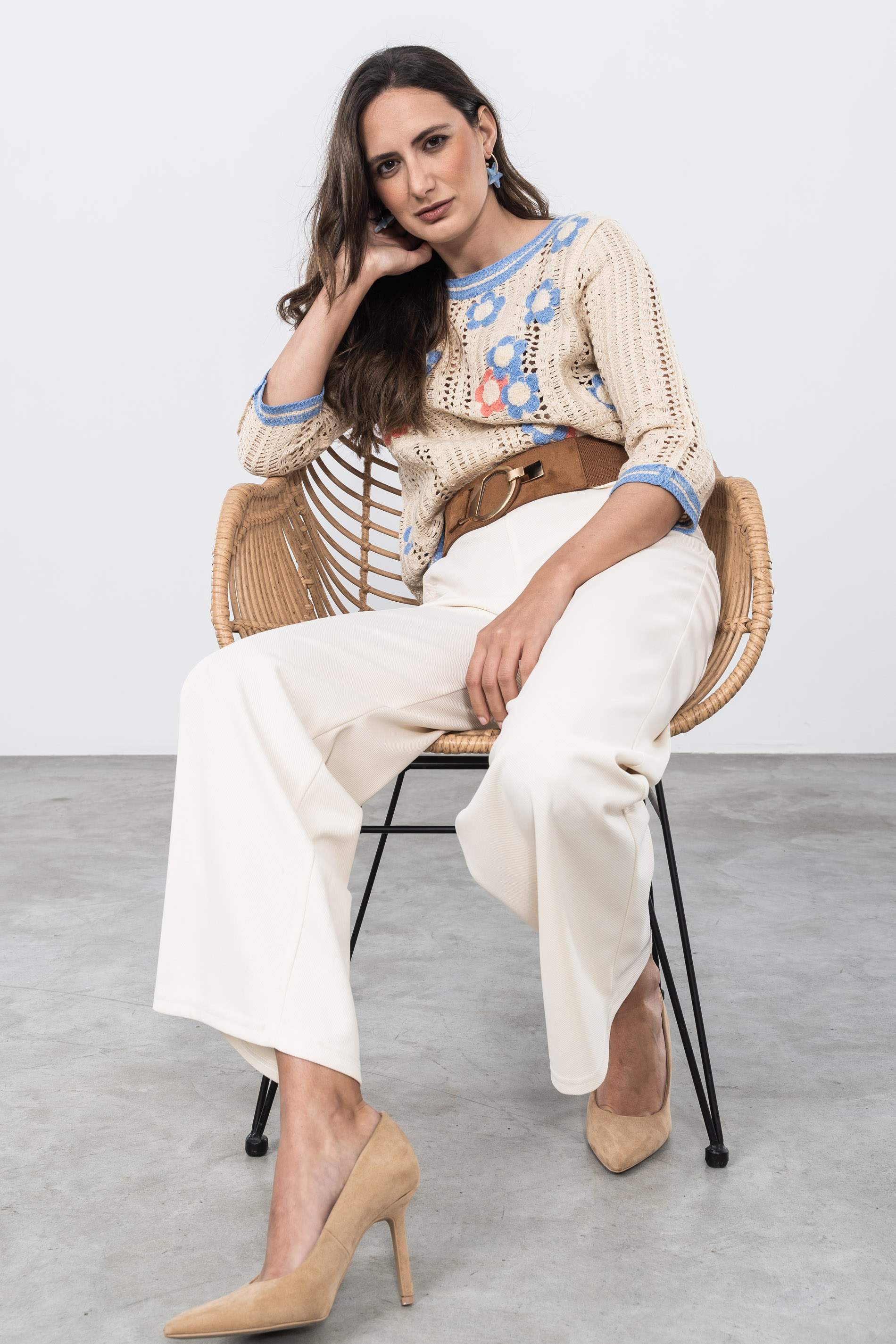 JERSEY CROCHET FLOR BEIGE