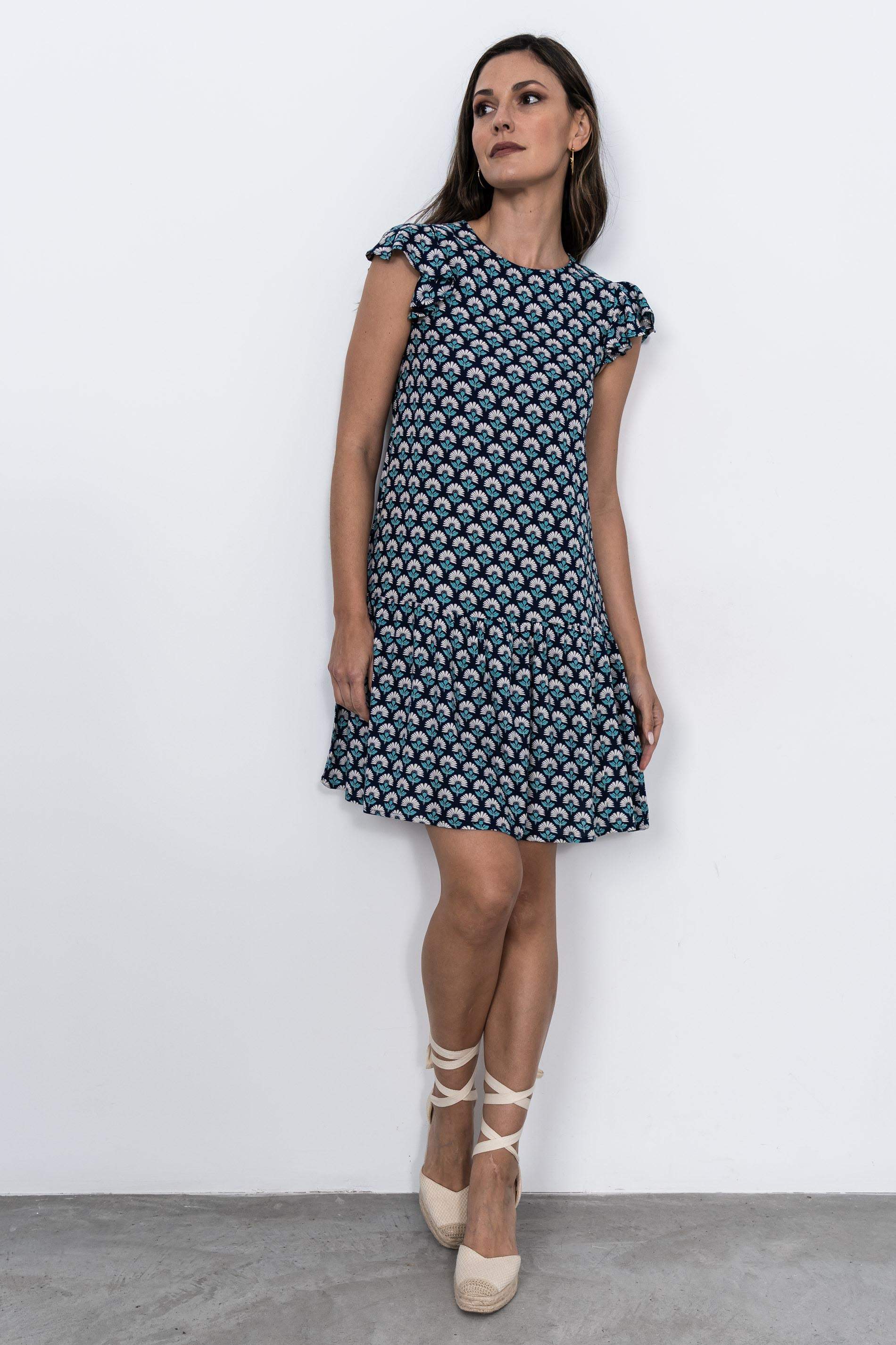 VESTIDO CORTE BAJO MARINO