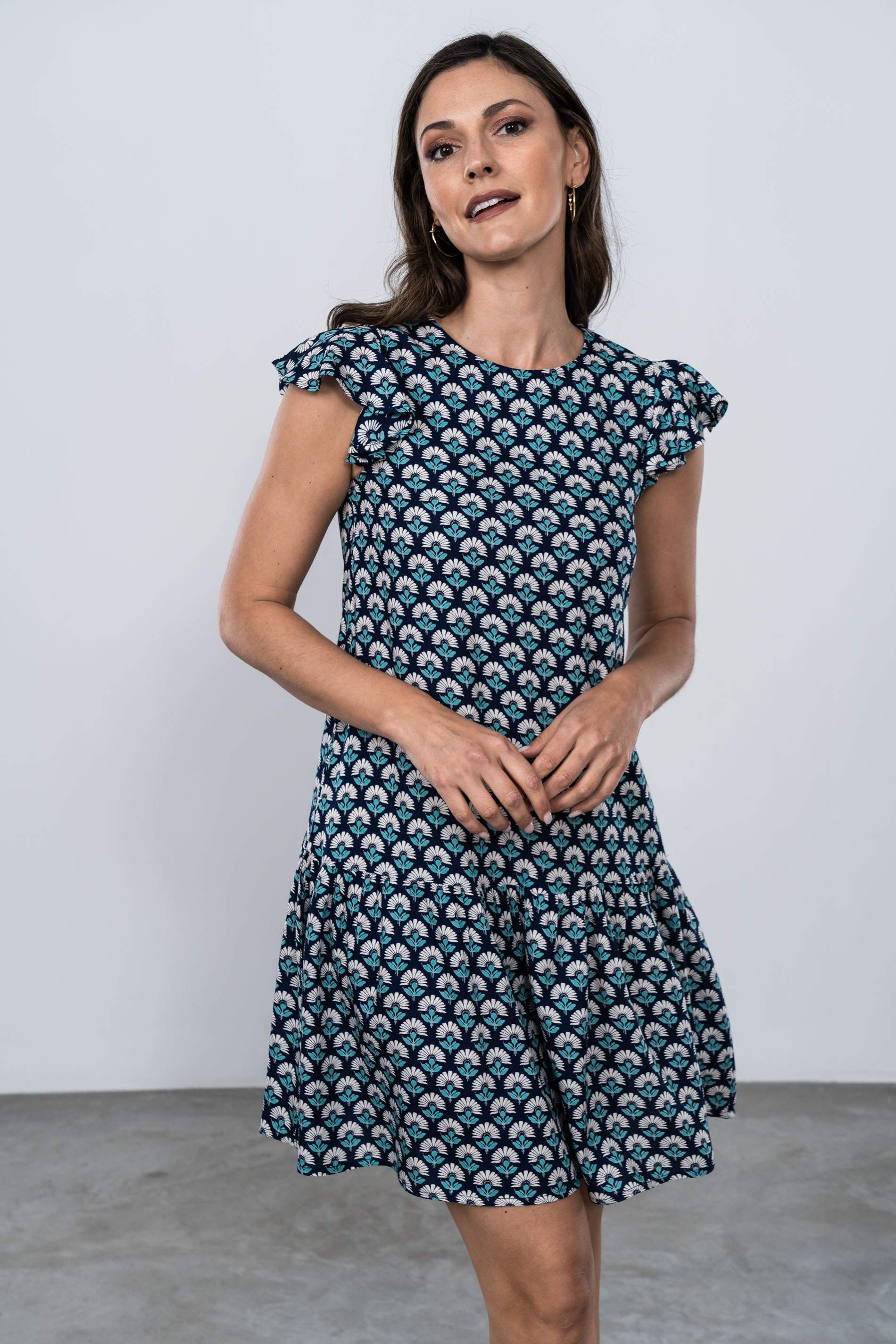 VESTIDO CORTE BAJO MARINO