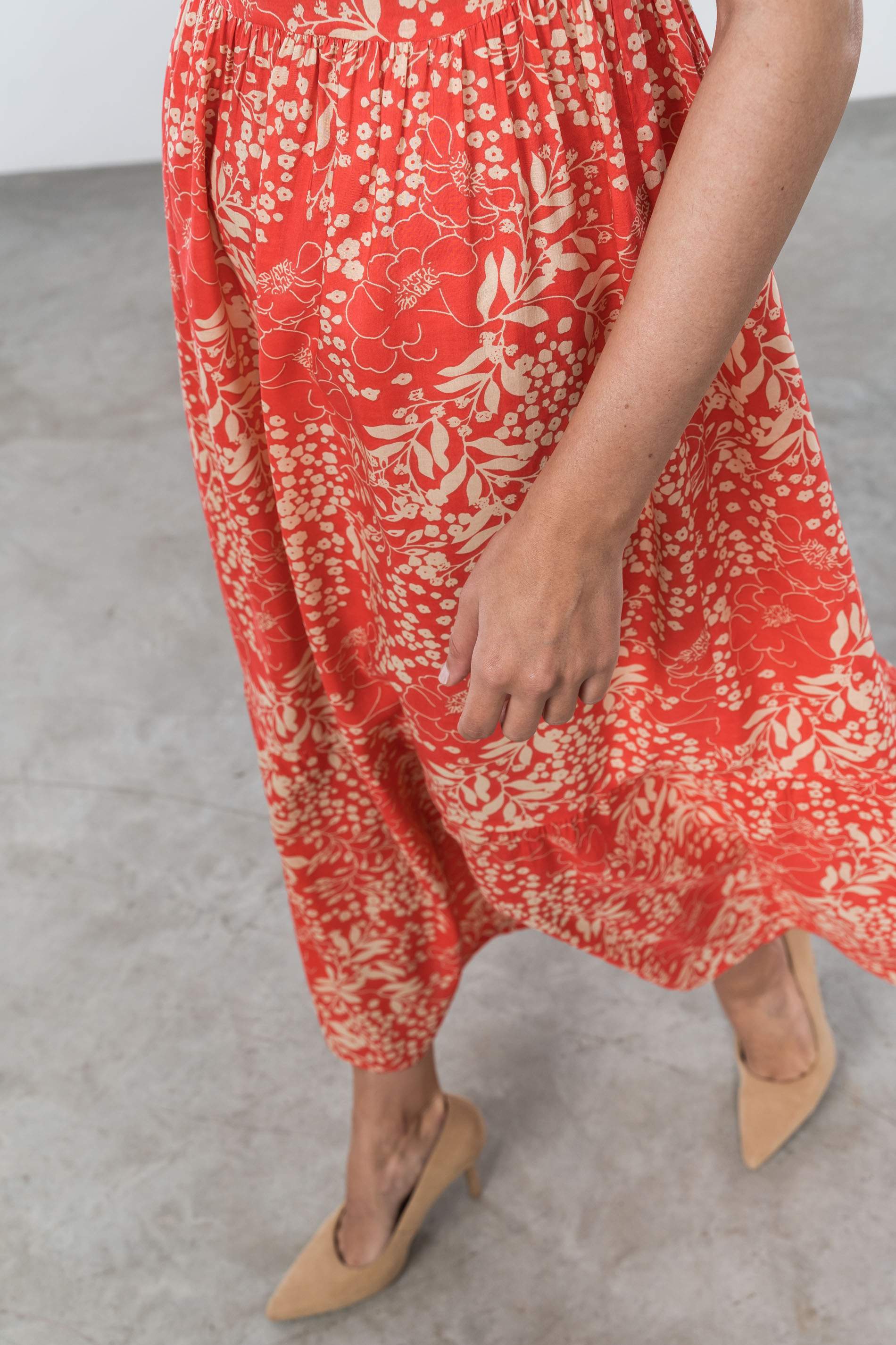 VESTIDO LARGO NIDO ABEJA CORAL