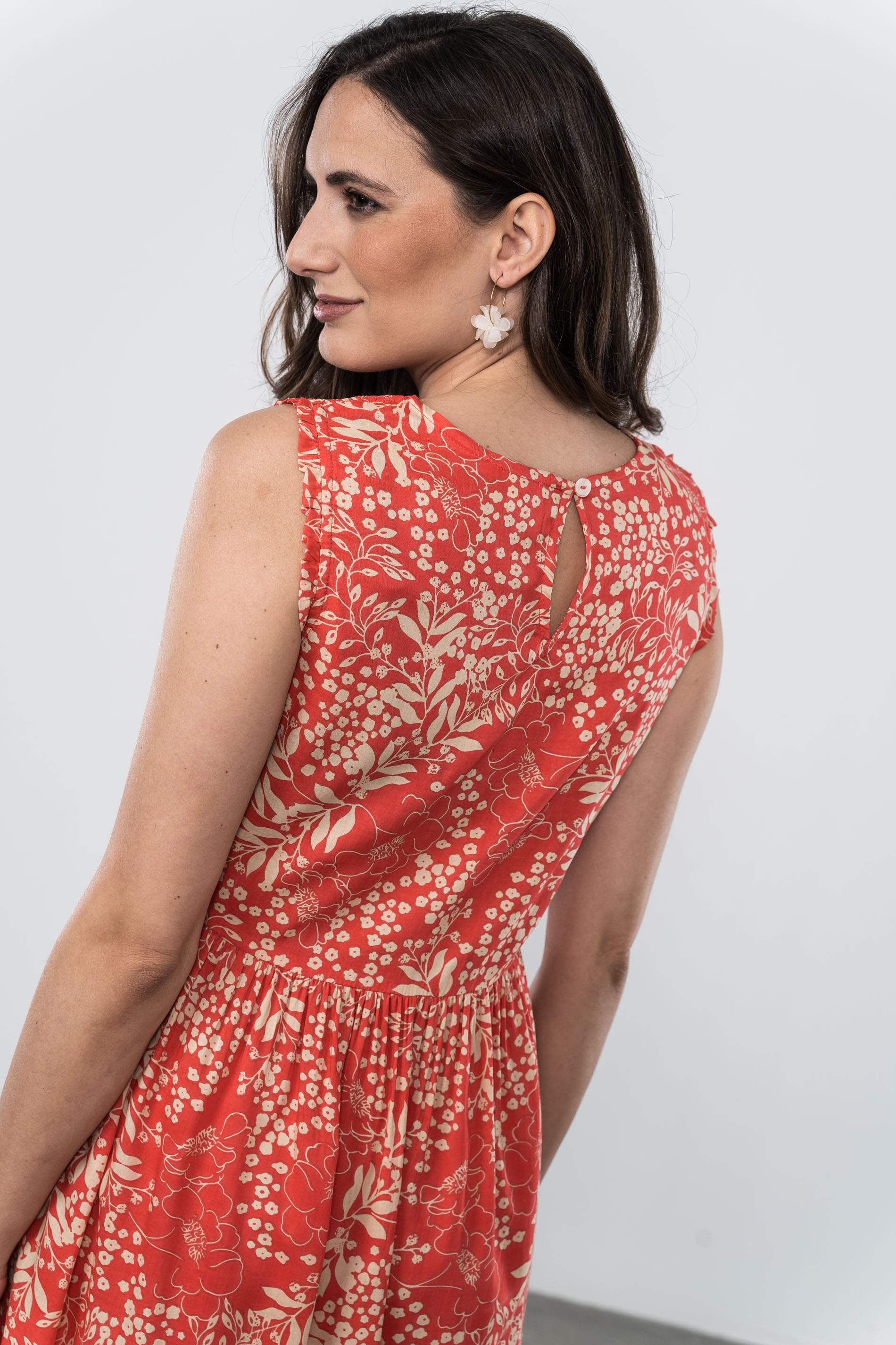 VESTIDO LARGO NIDO ABEJA CORAL