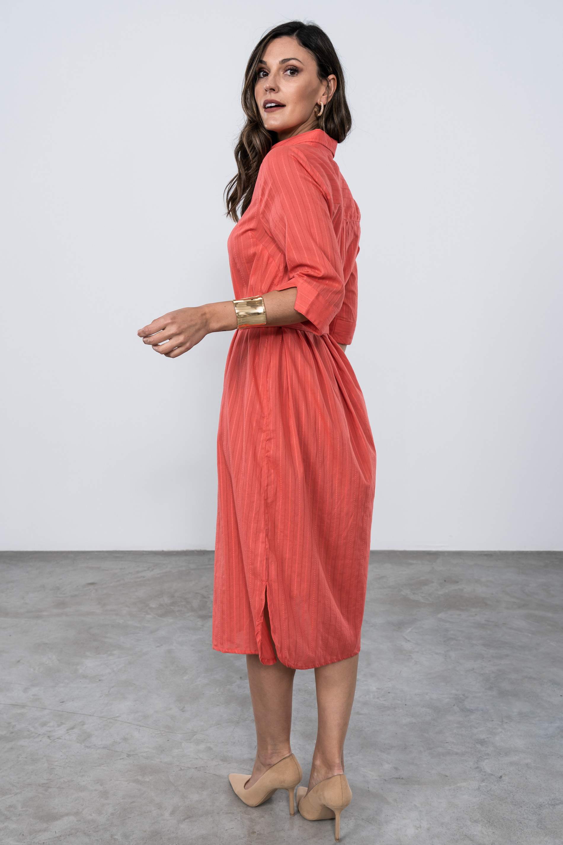 VESTIDO CAMISERO TEXTURA CORAL