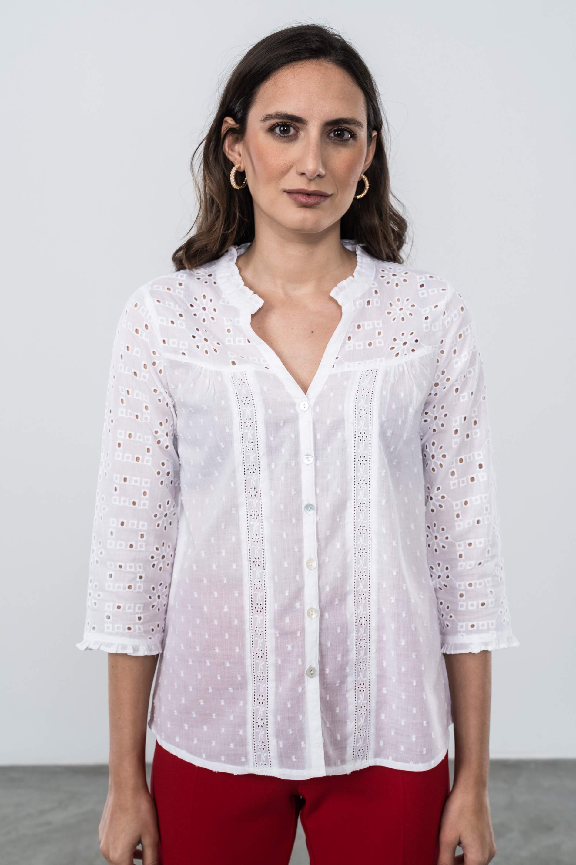 BLUSA TEJIDO PERFORADO BLANCO