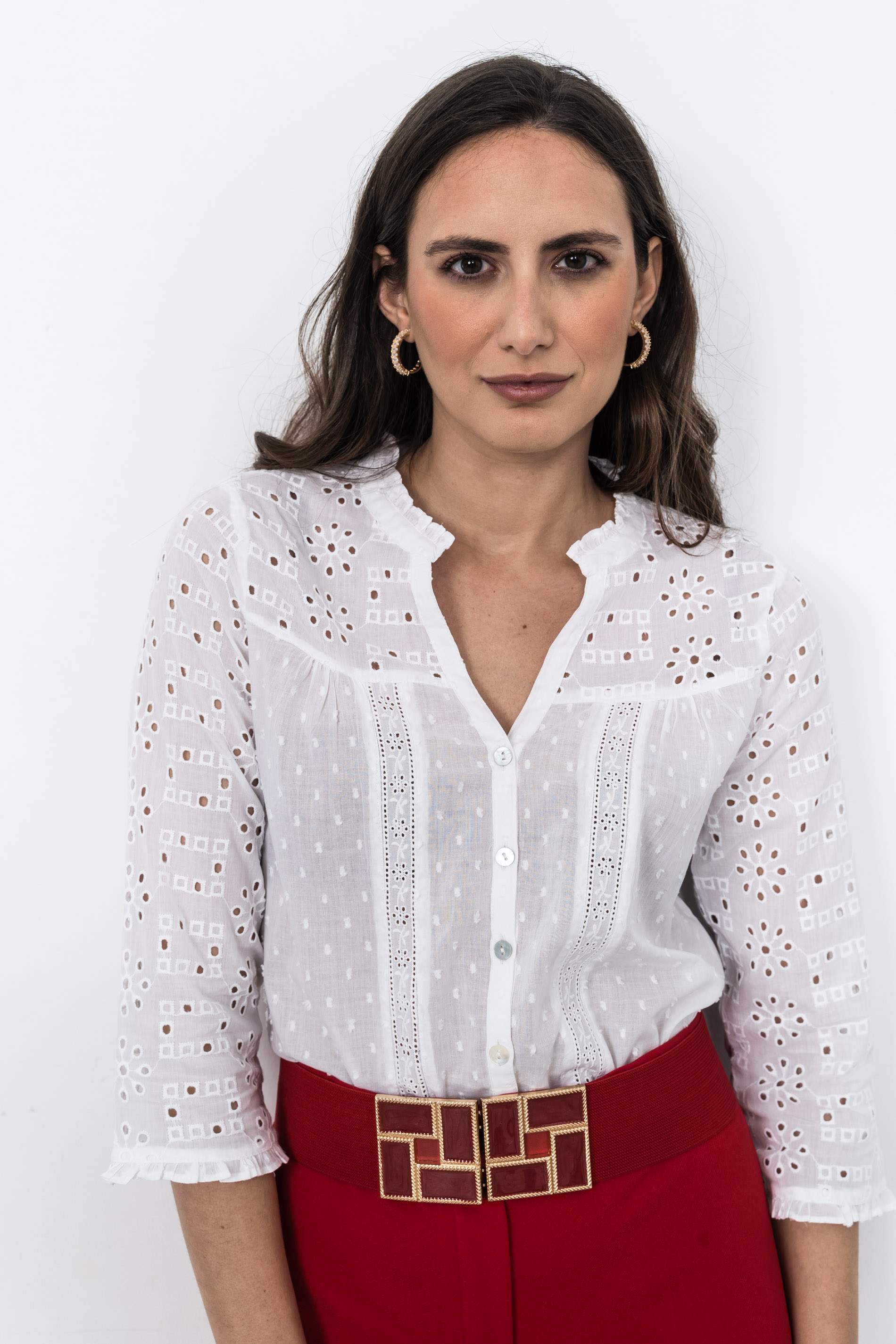 BLUSA TEJIDO PERFORADO BLANCO