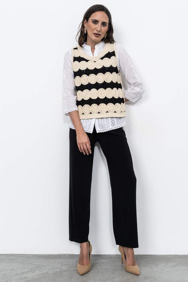 CHALECO CROCHET BICOLOR NEGRO