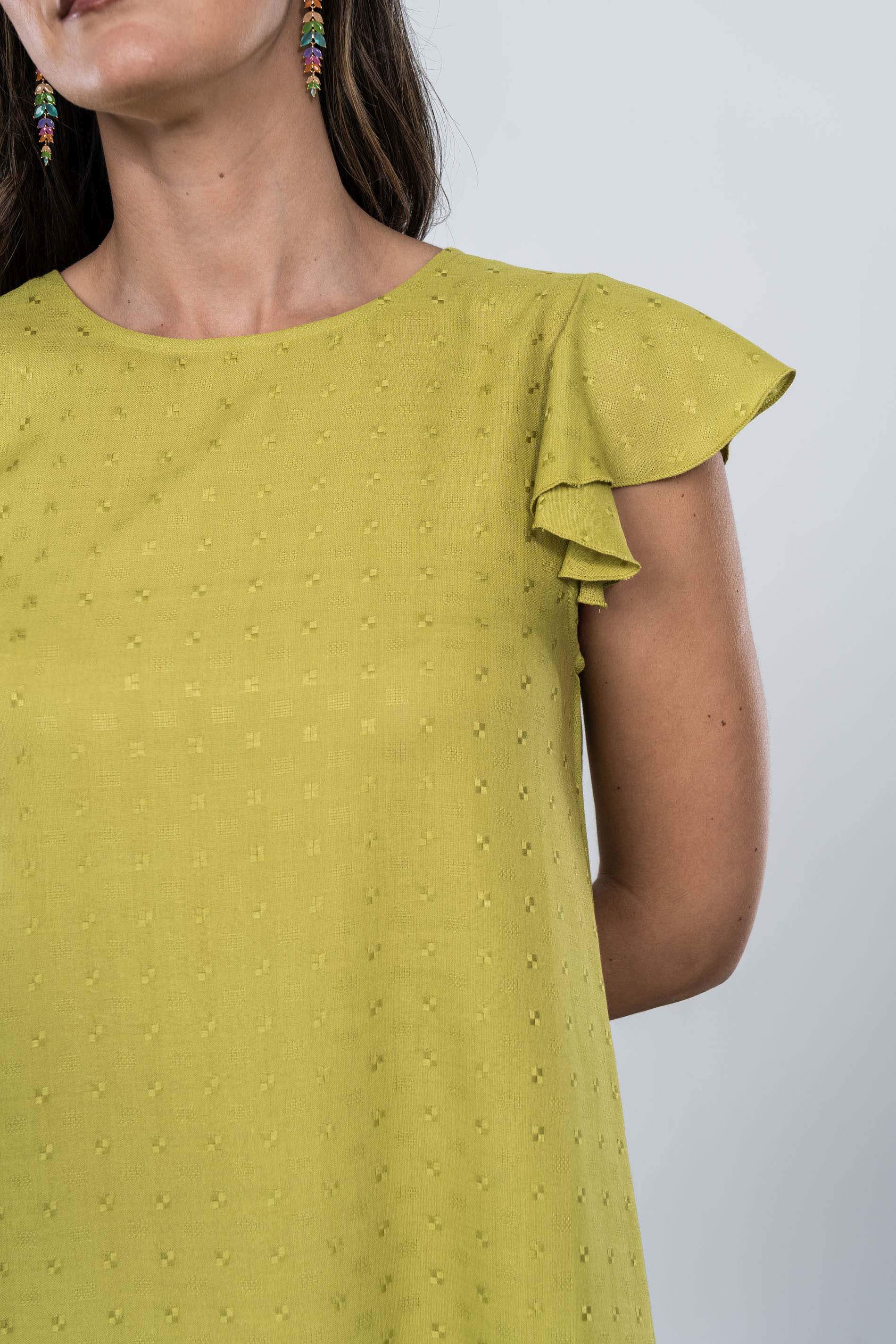 VESTIDO MANGA CAPAS PISTACHO